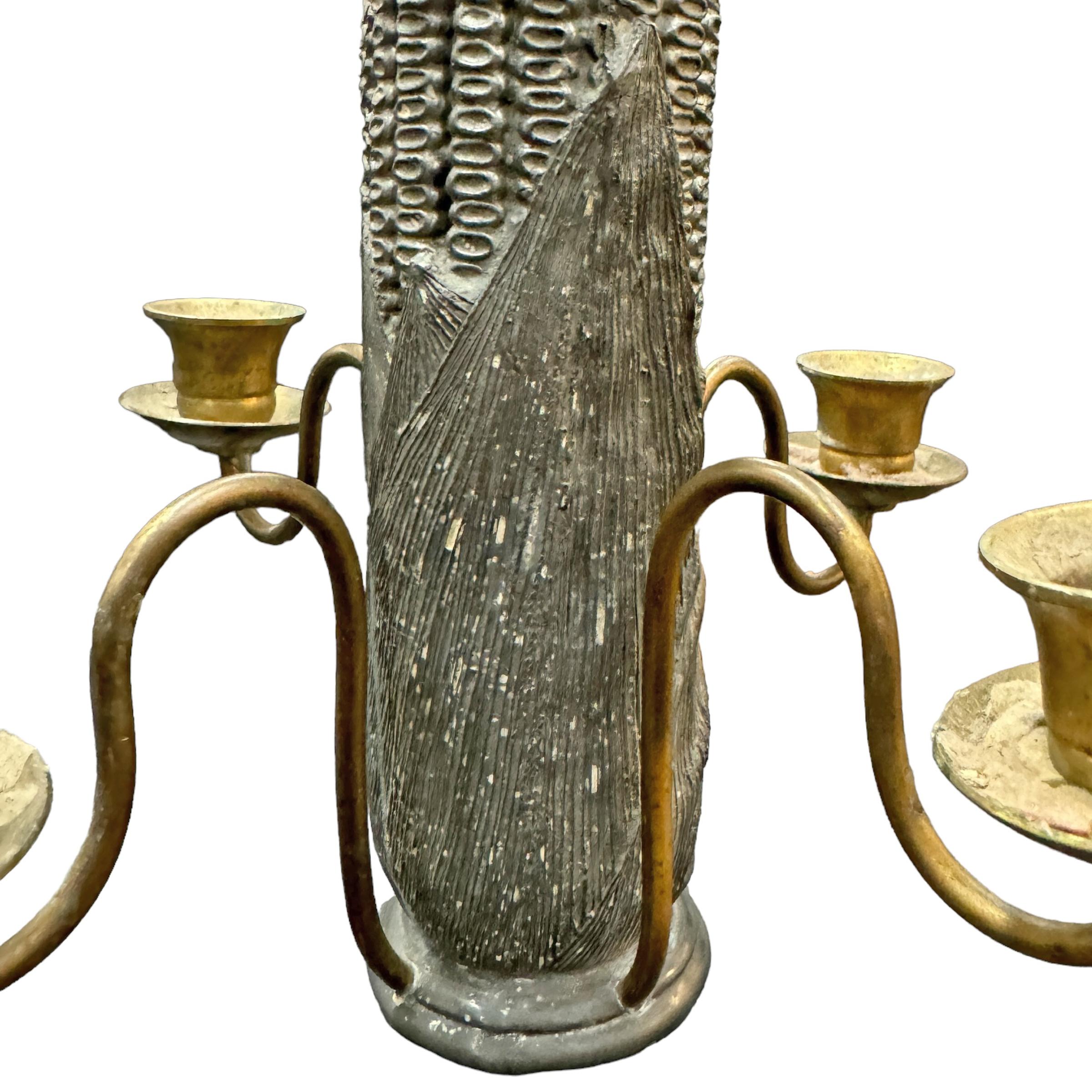 Quirky 20th Century American Pewter Corncob Candelabra For Sale 5