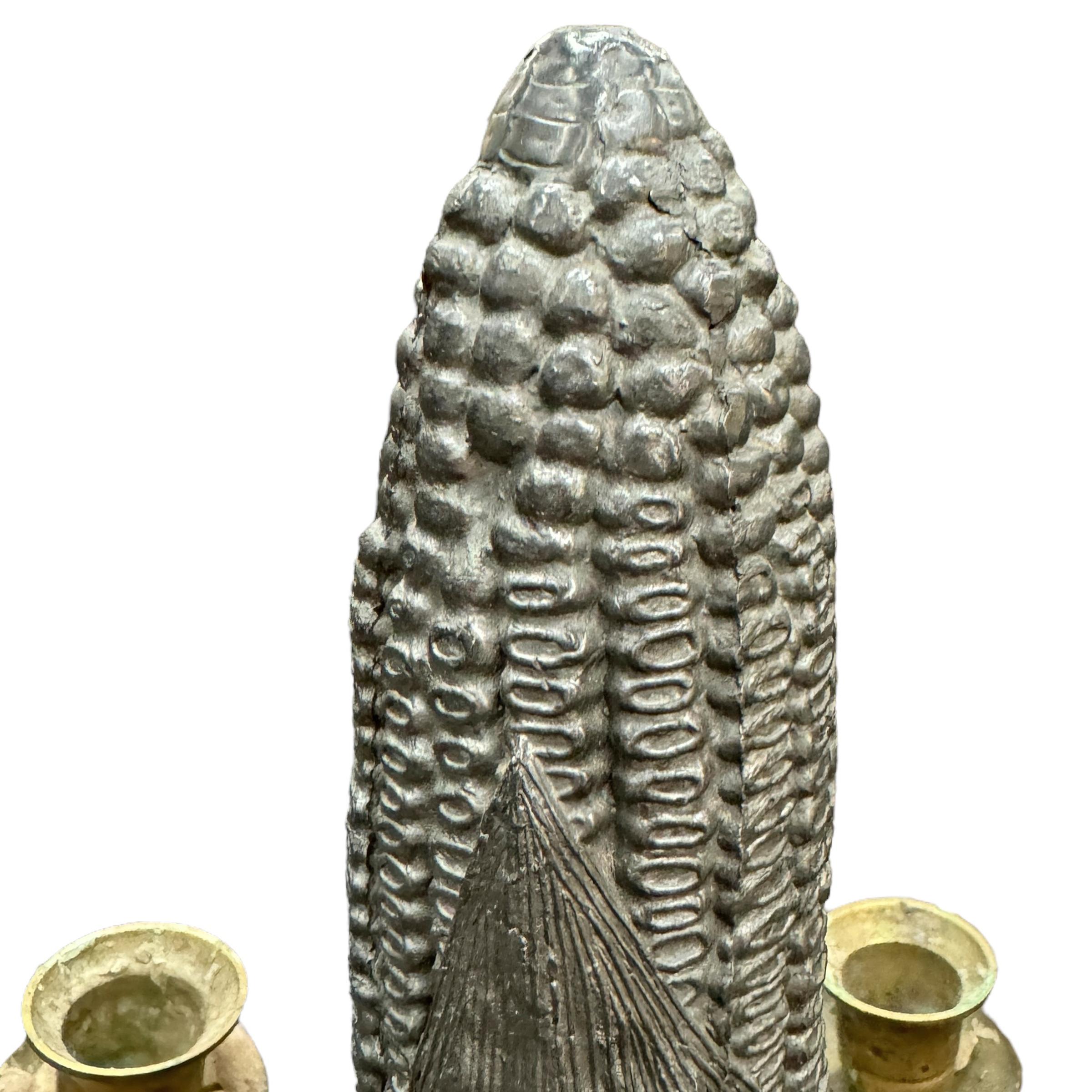 Quirky 20th Century American Pewter Corncob Candelabra For Sale 2
