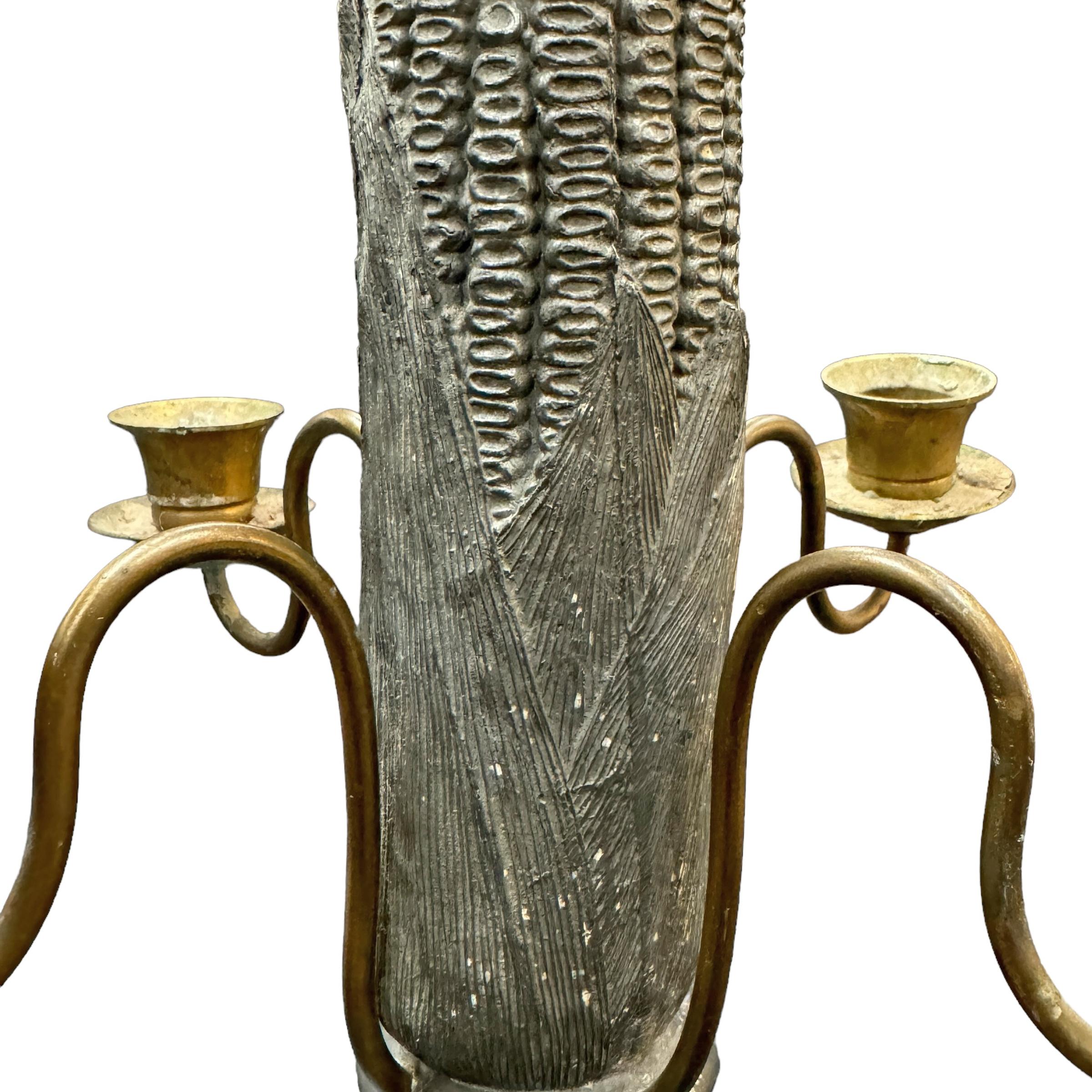 Quirky 20th Century American Pewter Corncob Candelabra For Sale 3