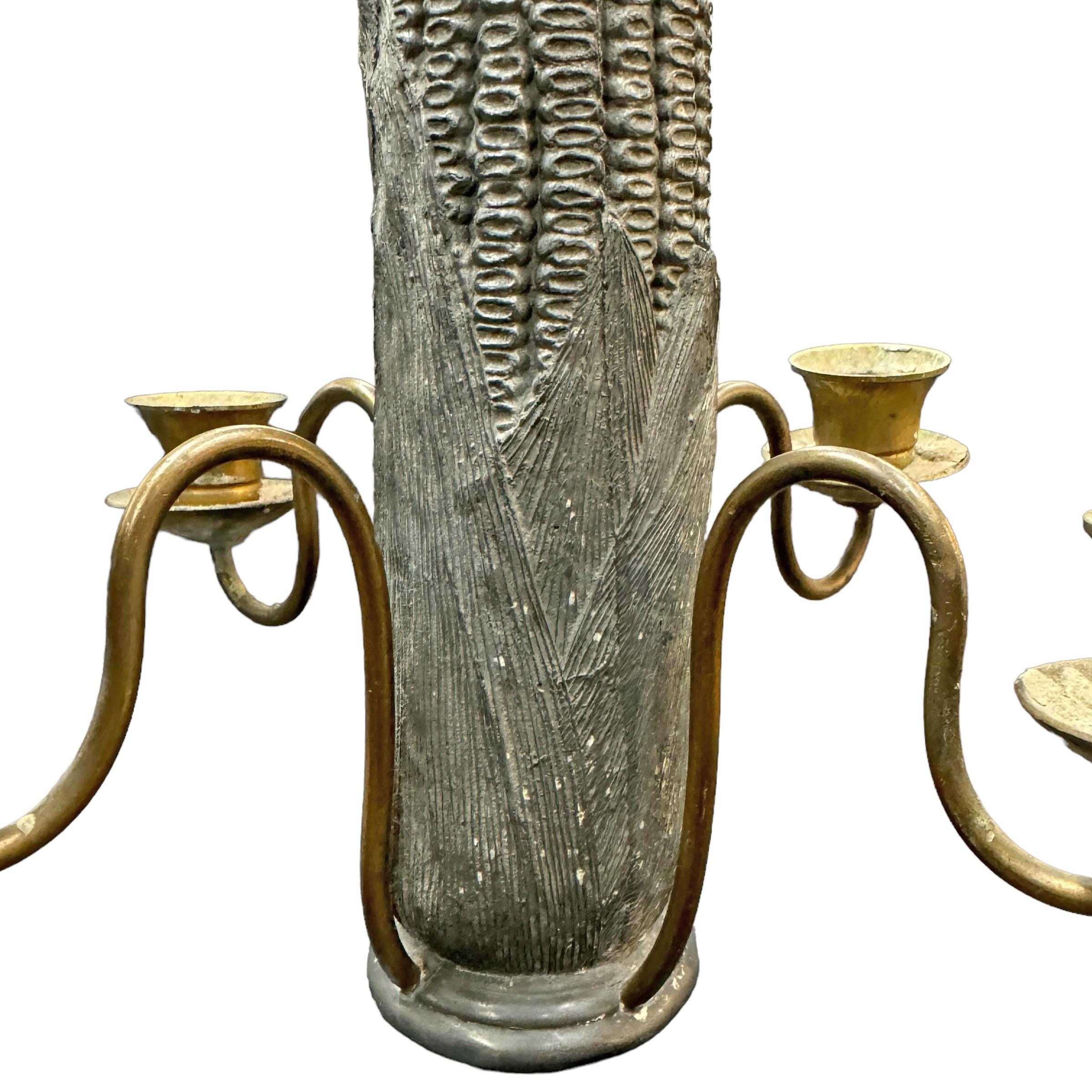 Quirky 20th Century American Pewter Corncob Candelabra For Sale 4