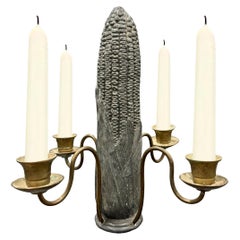 Used Quirky 20th Century American Pewter Corncob Candelabra