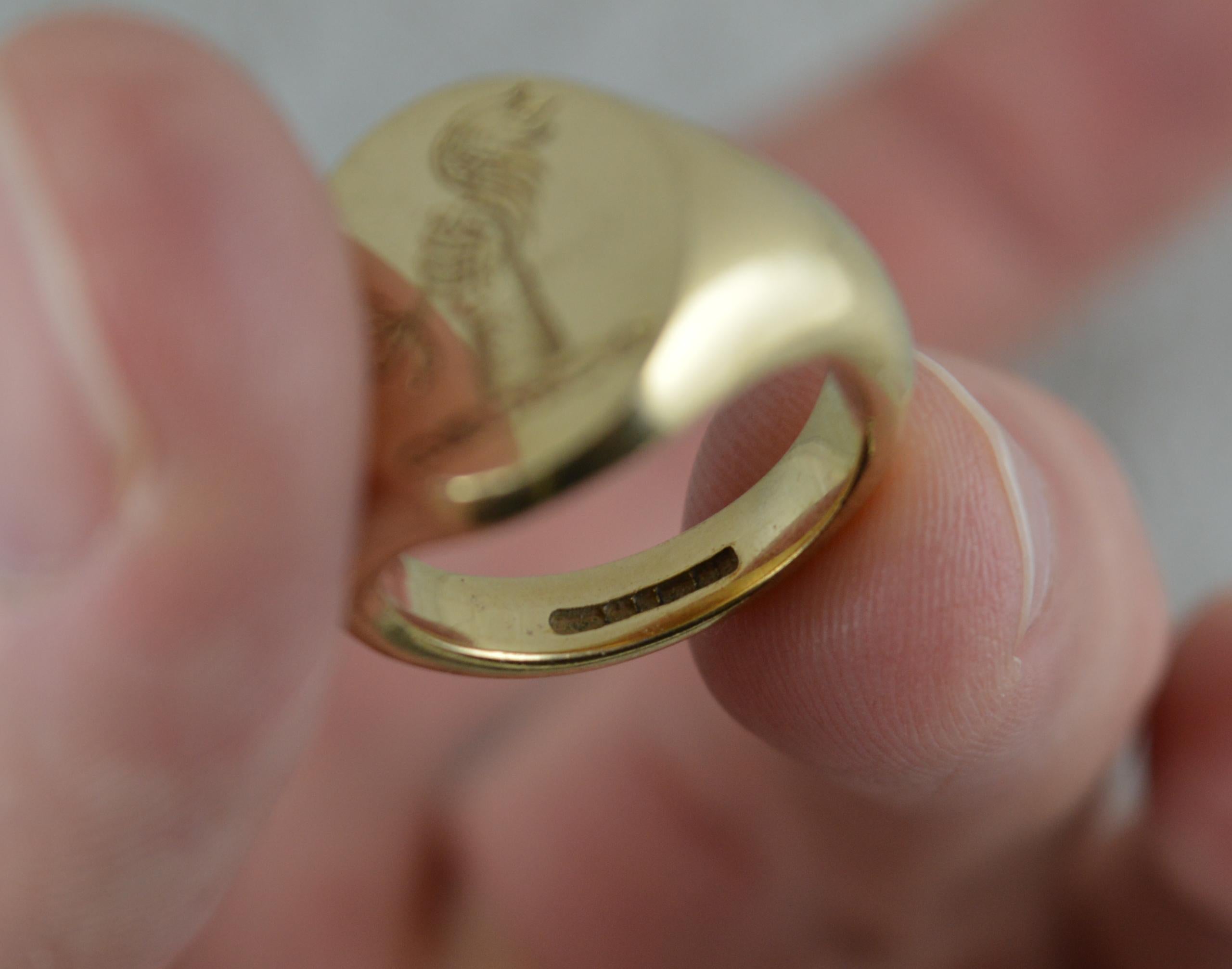 Victorian Quirky 9 Carat Gold Signet Intaglio Ring with Chicken Leg