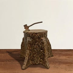 Quirky American Folk Art Iron Tree Stump