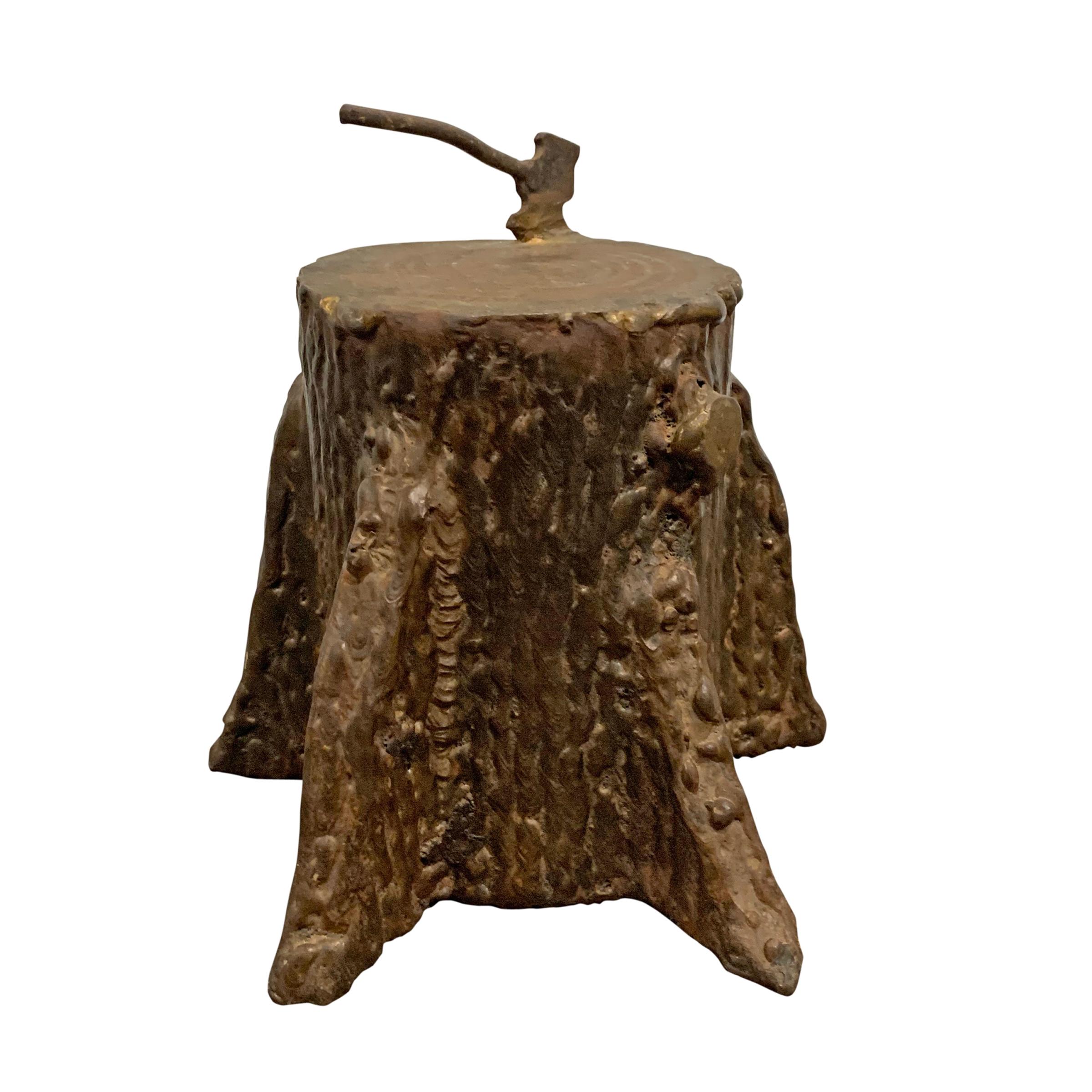 Quirky American Folk Art Iron Tree Stump 1