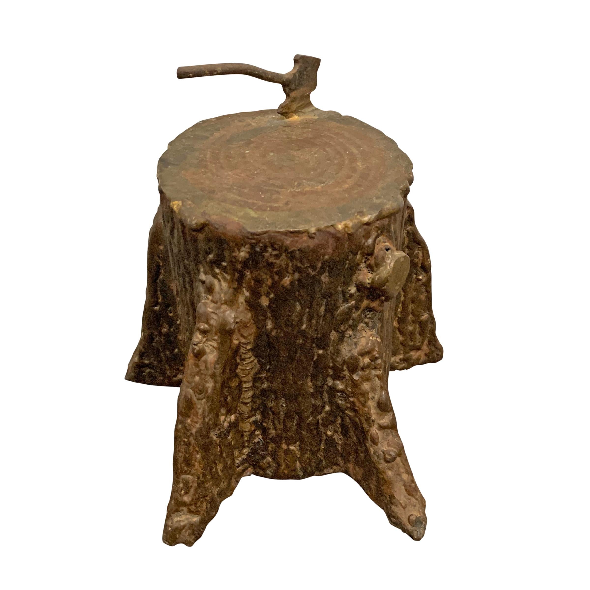 Quirky American Folk Art Iron Tree Stump 2