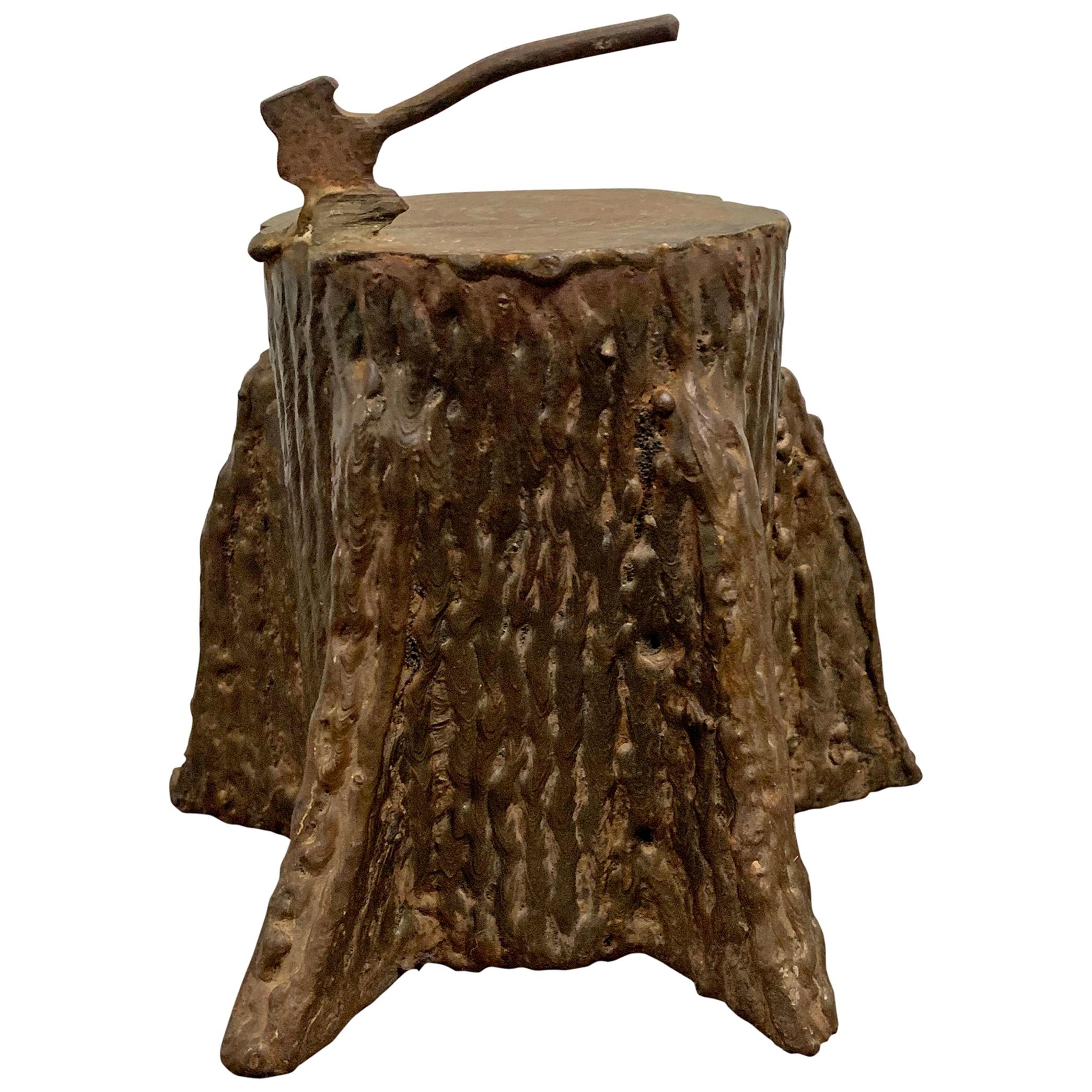 Quirky American Folk Art Iron Tree Stump