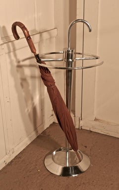 Quirky and Stylish Art Deco Chrome Umbrella or Stick Stand