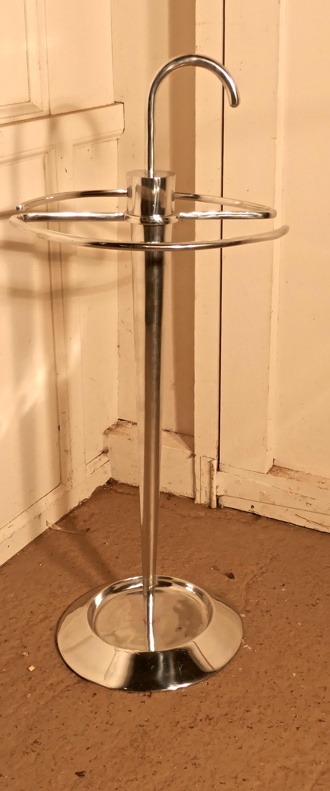 20th Century Quirky and Stylish Art Deco Chrome Umbrella or Stick Stand For Sale