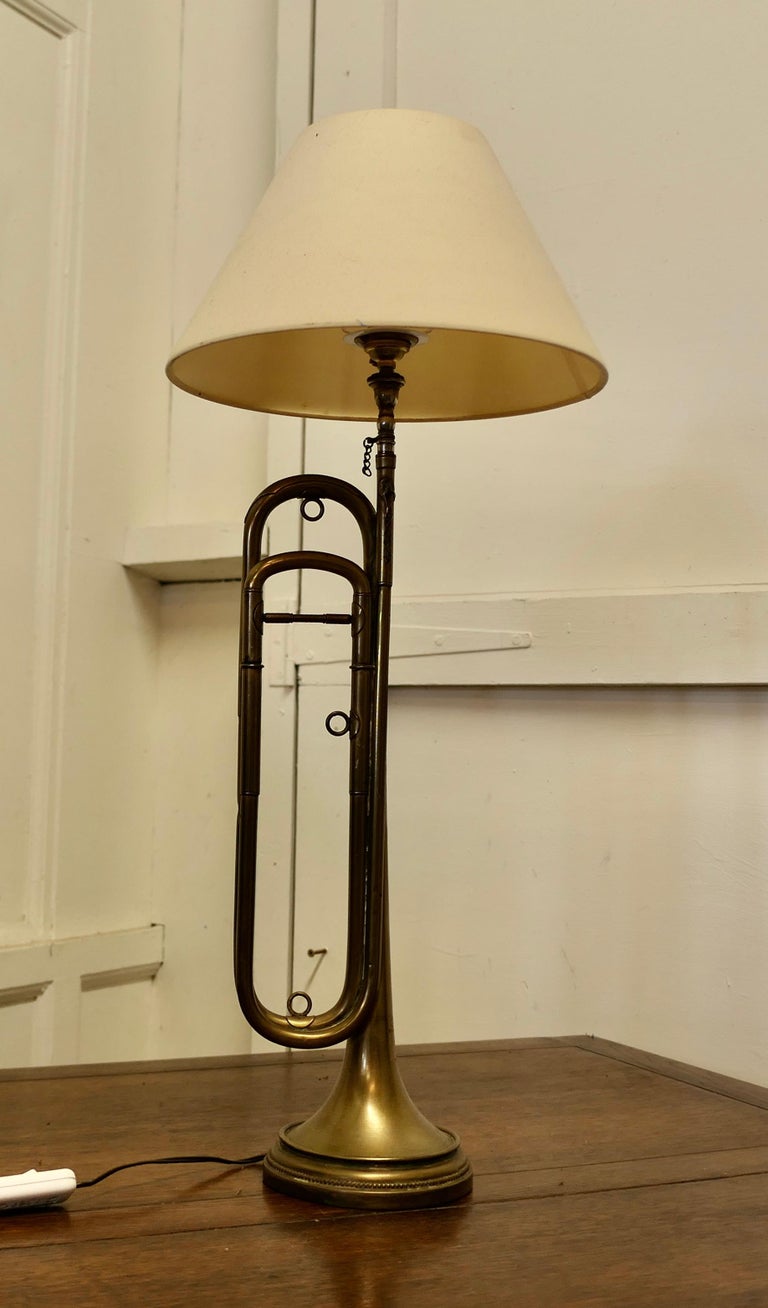 Quirky Brass Table Lamp Made from a Trumpet For Sale at 1stDibs