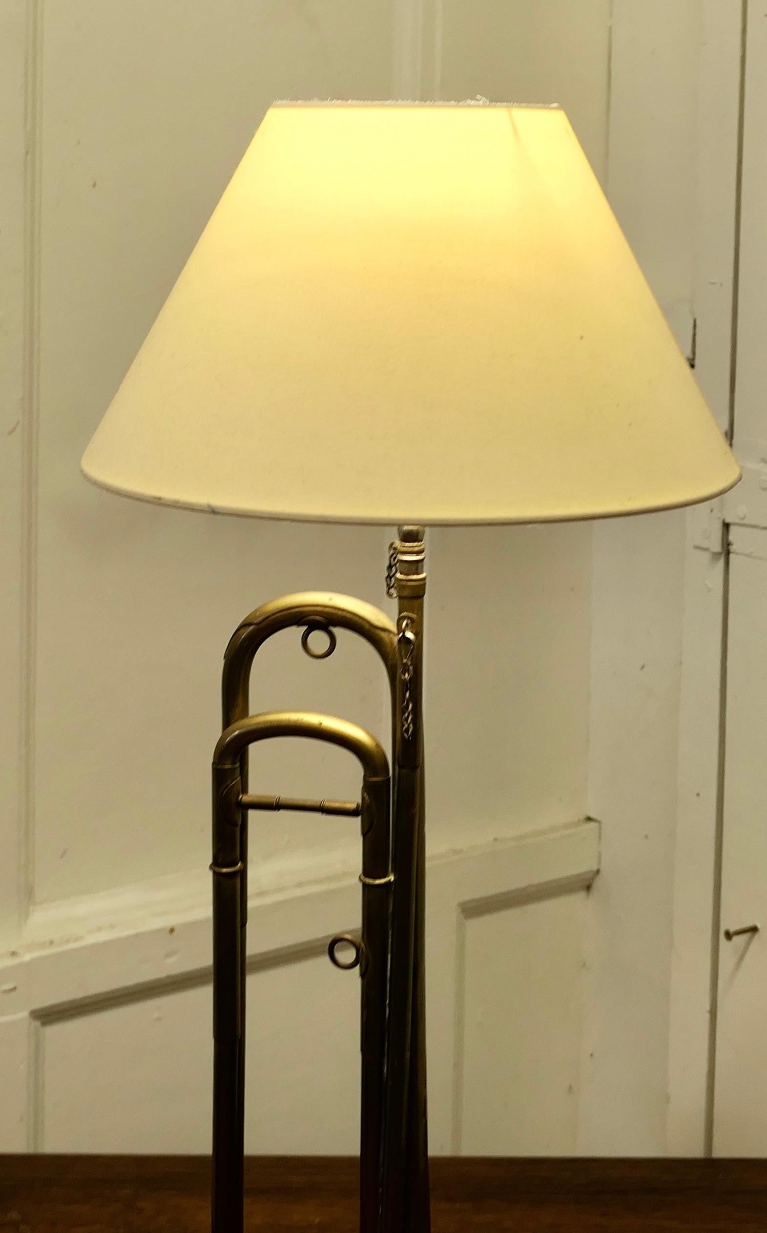 20th Century Quirky Brass Table Lamp Made from a Trumpet For Sale