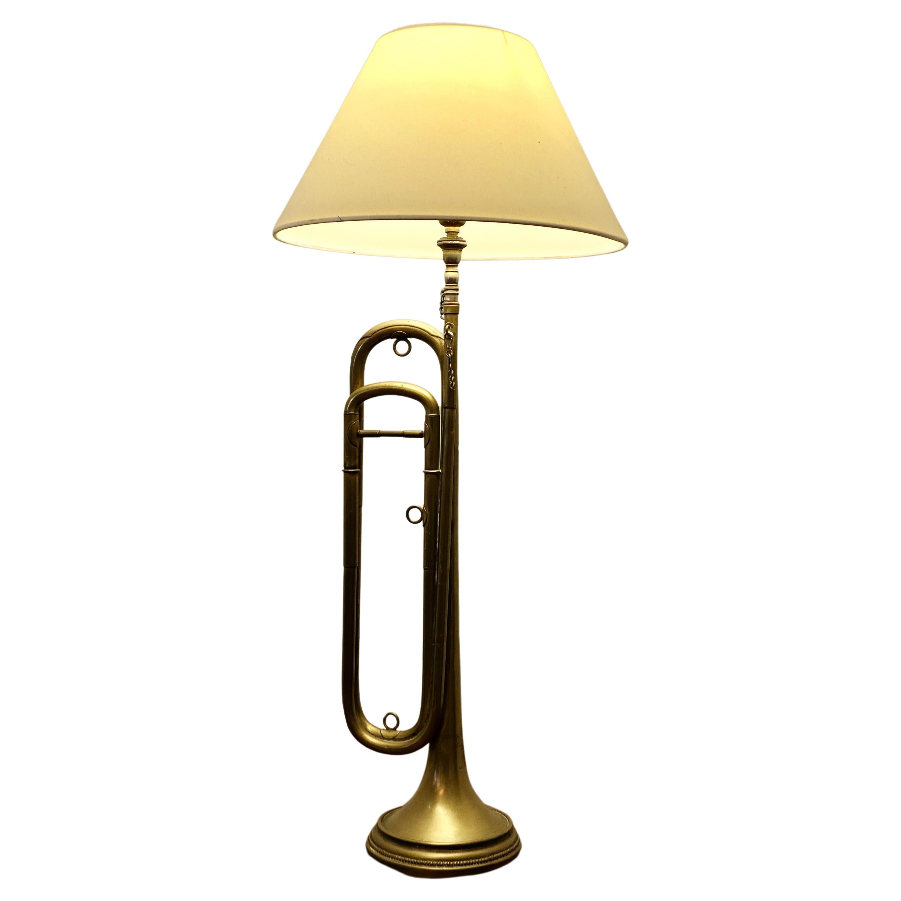 Quirky Brass Table Lamp Made from a Trumpet For Sale