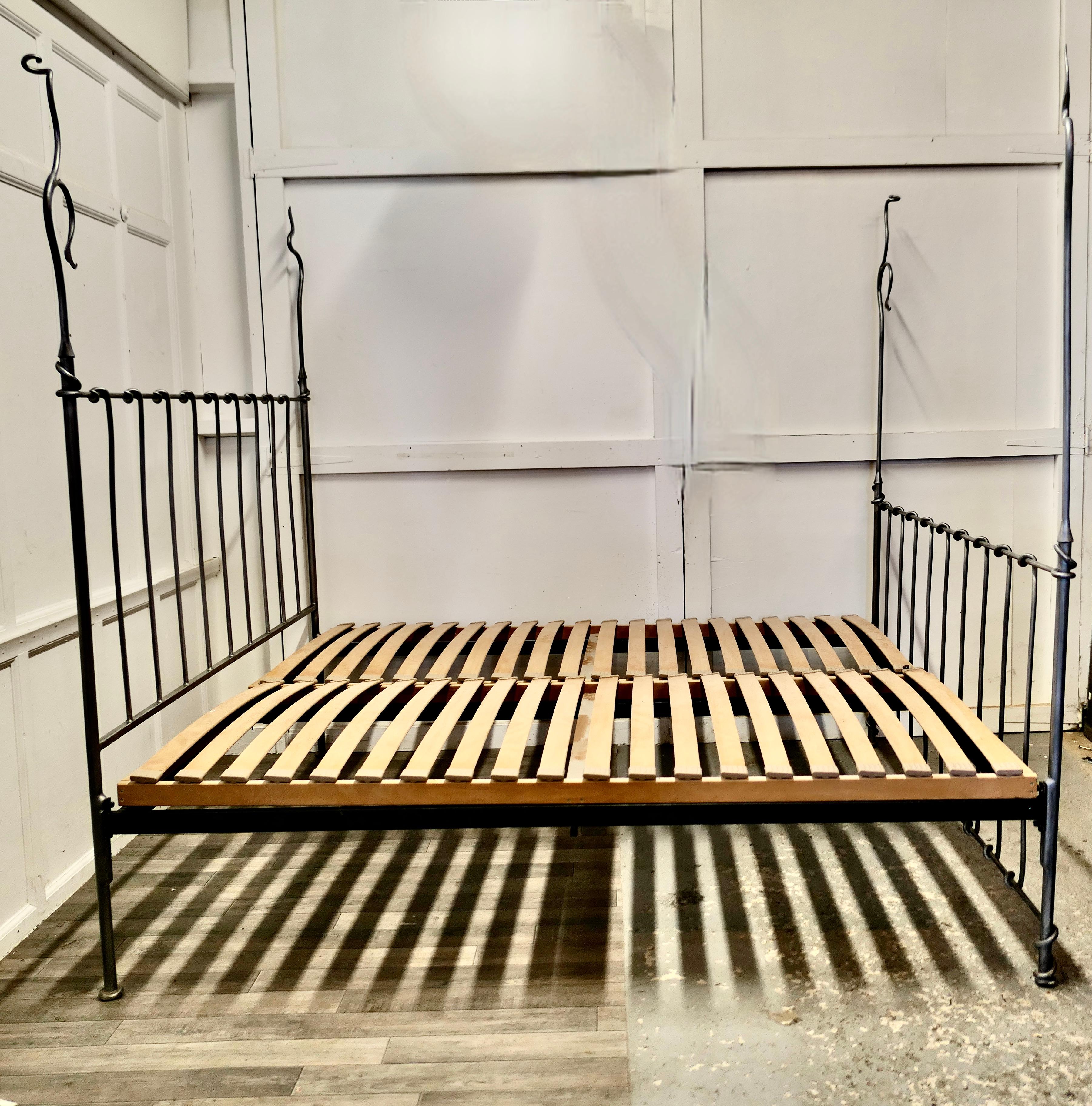 Quirky Designer Hand Forged Twisted Silver Iron 4 Post Bed a Fantasy Bed 3