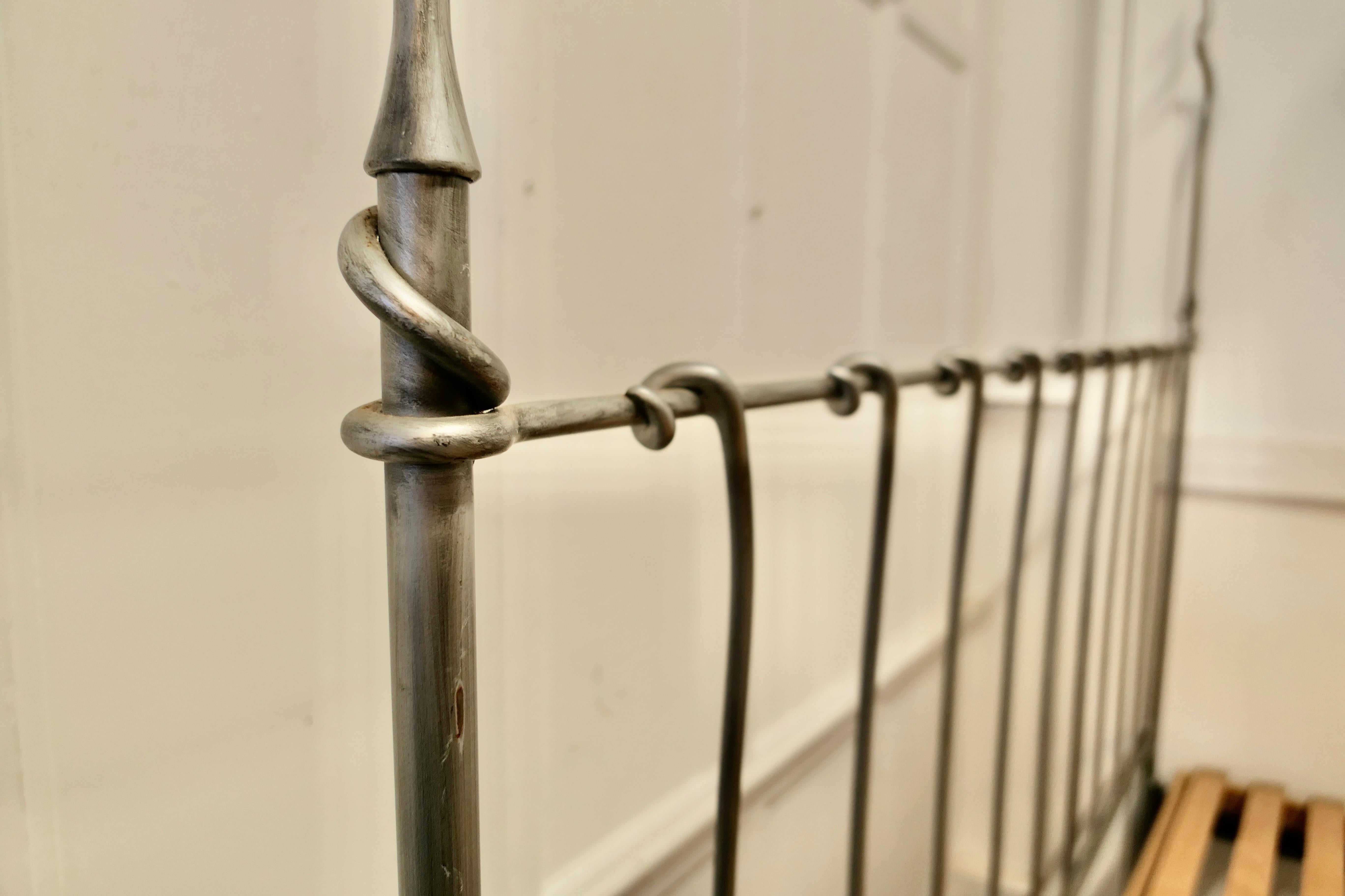 Quirky Designer Hand Forged Twisted Silver Iron 4 Post Bed a Fantasy Bed 4