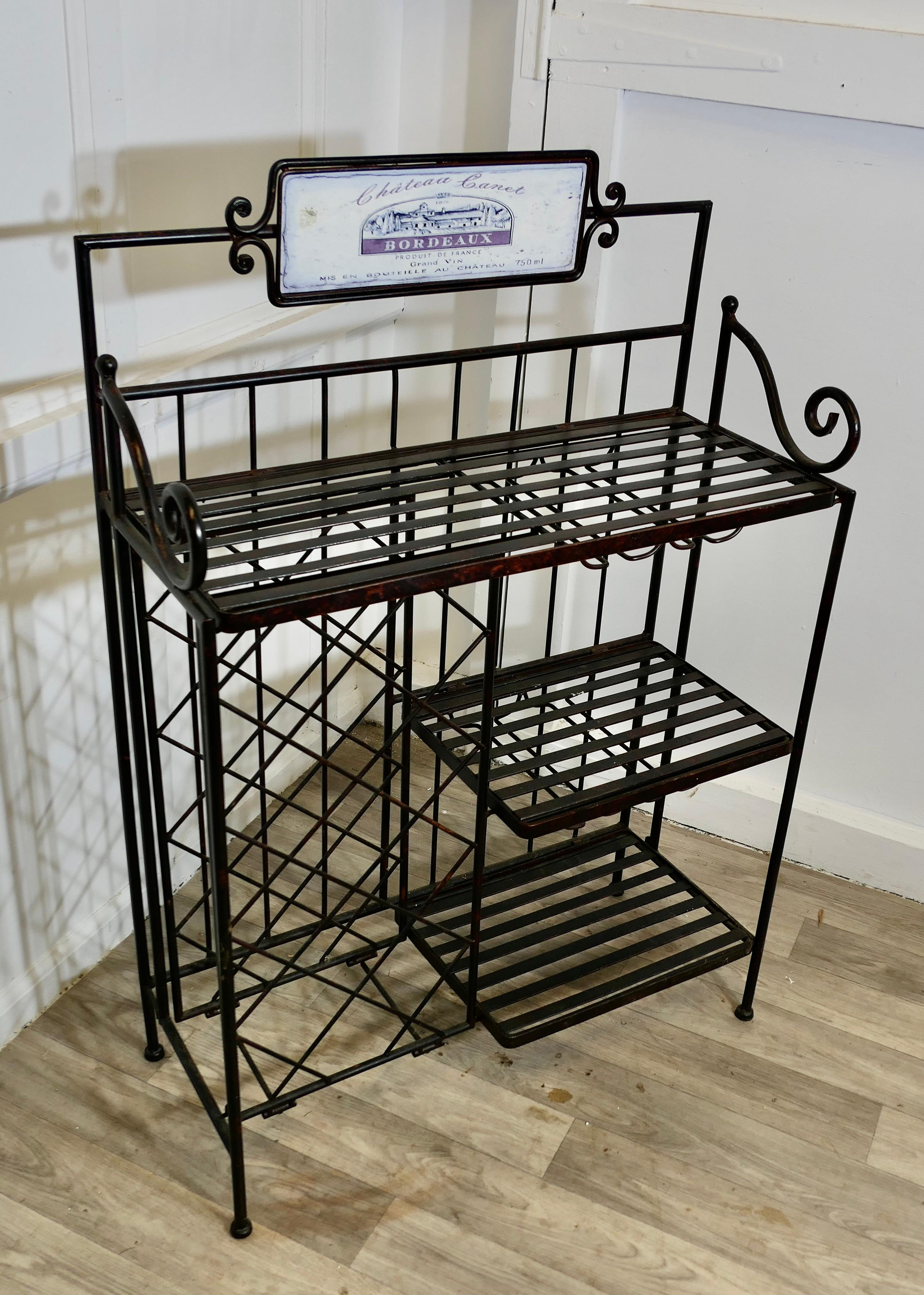 Quirky Folding Metal Bordeaux Wine Rack For Sale 1