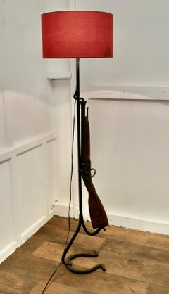 Quirky Hunting Lodge Shooting Rifle Lamp A great piece made by a blacksmith
