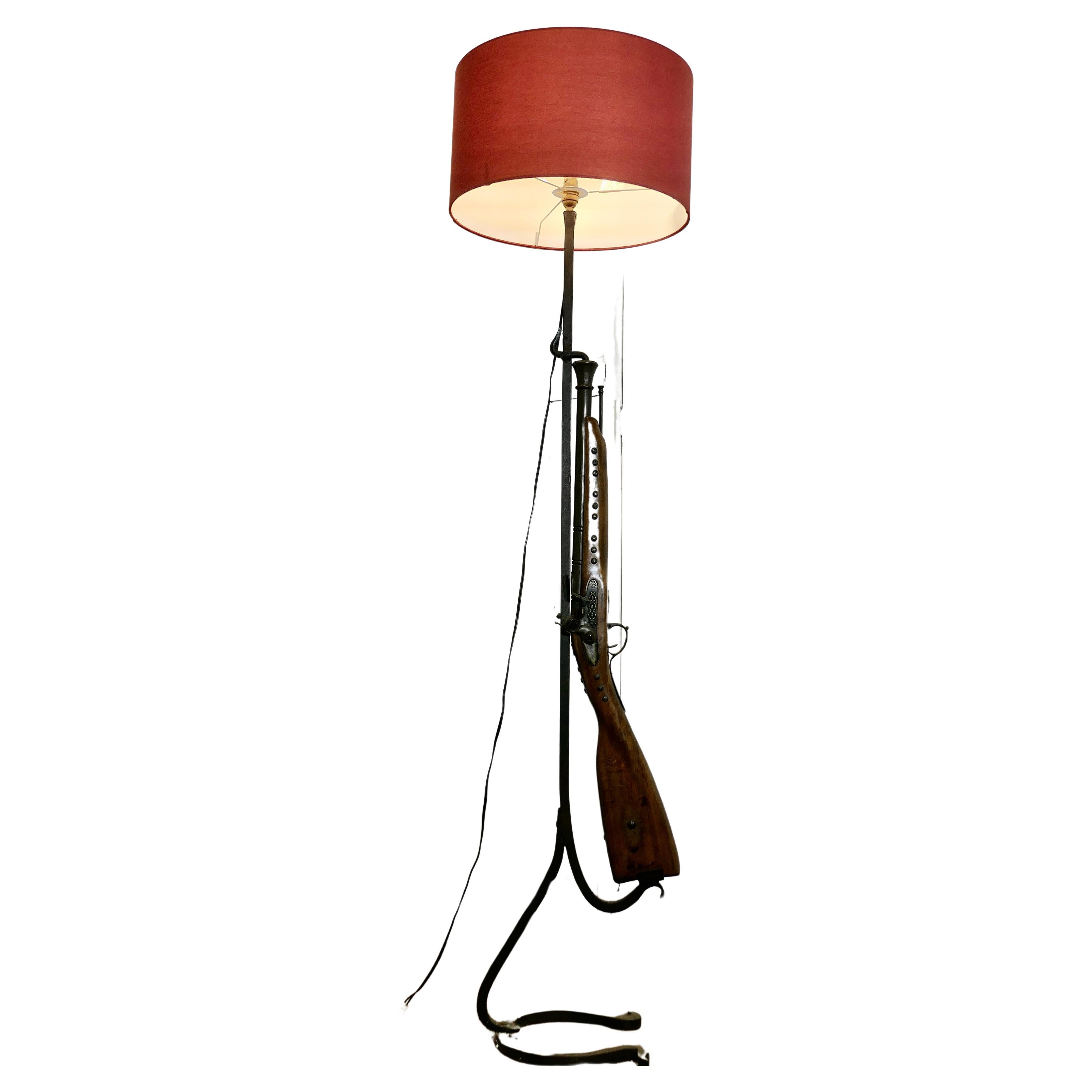 Quirky Hunting & Shooting Floor Lamp  A great piece made by a blacksmith   For Sale