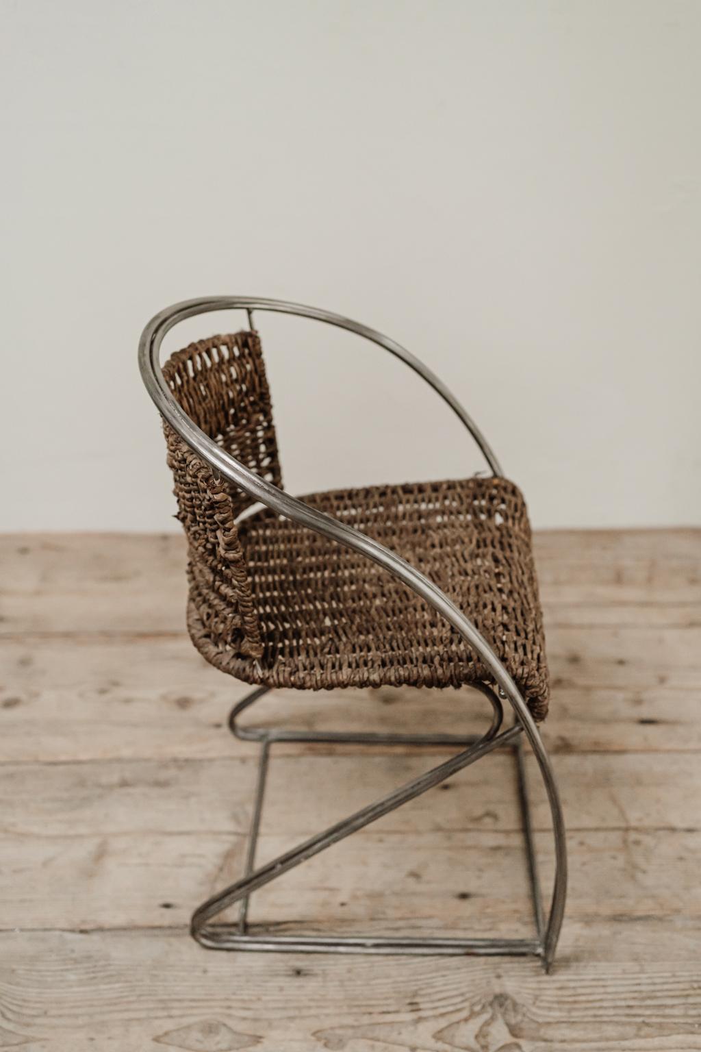 Quirky Iron/Rattan Chair For Sale 7