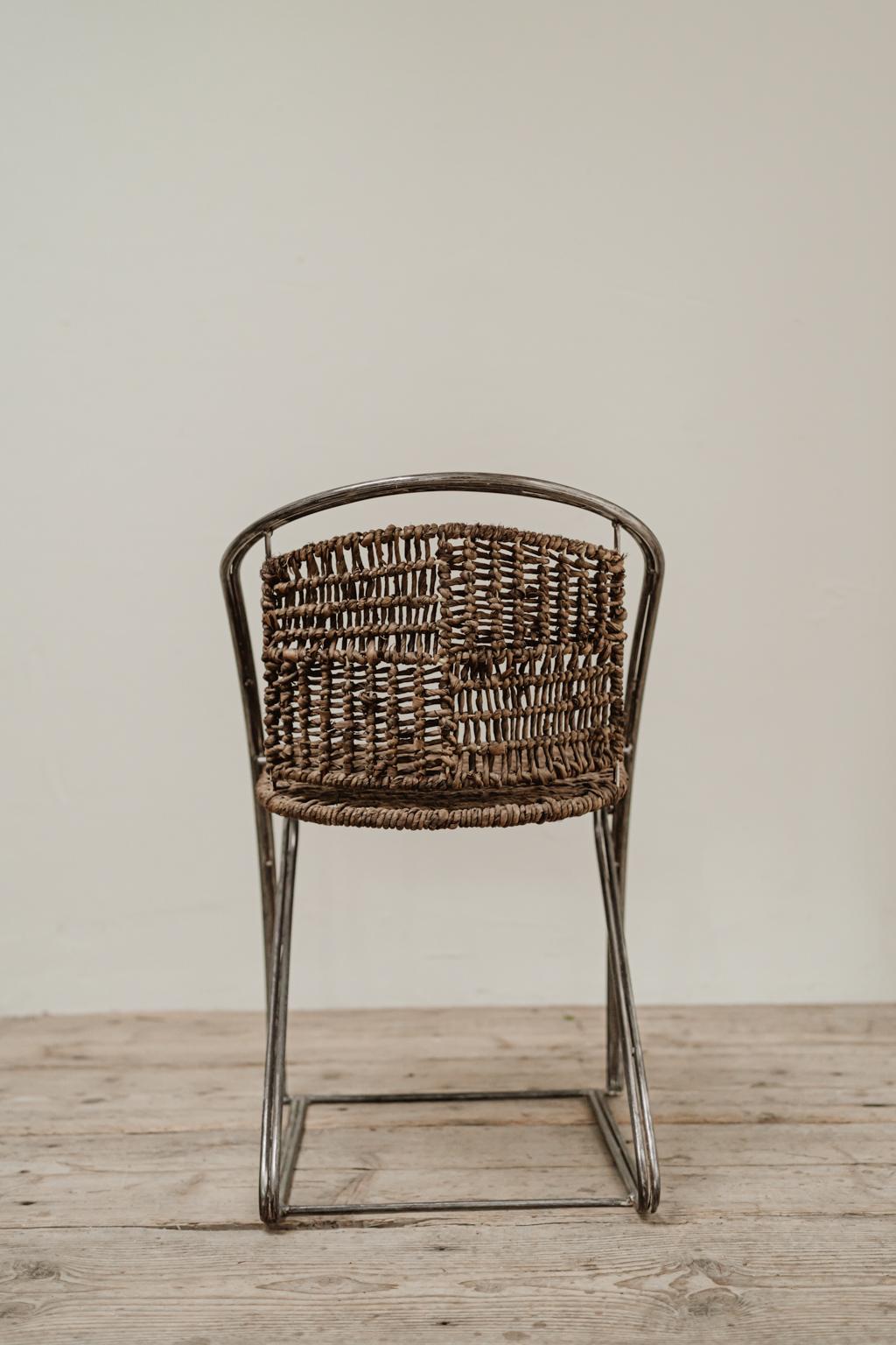 Quirky Iron/Rattan Chair In Good Condition For Sale In Brecht, BE