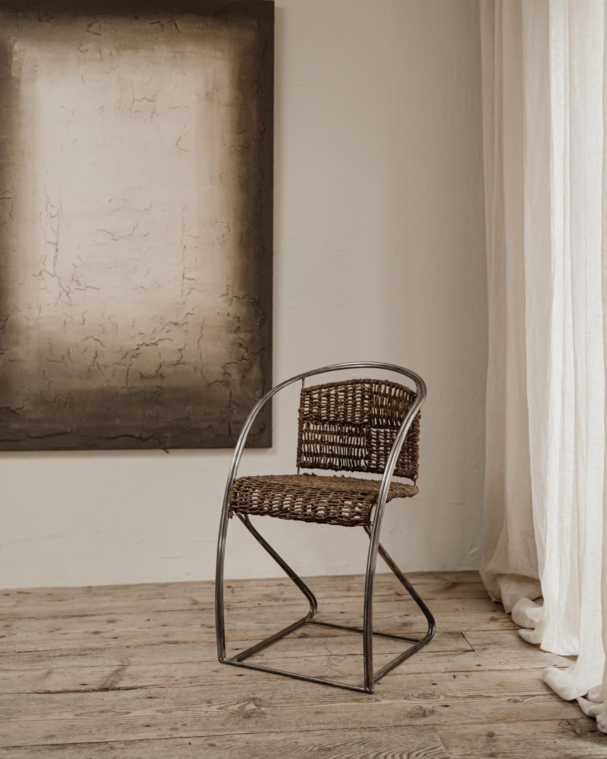 20th Century Quirky Iron/Rattan Chair For Sale