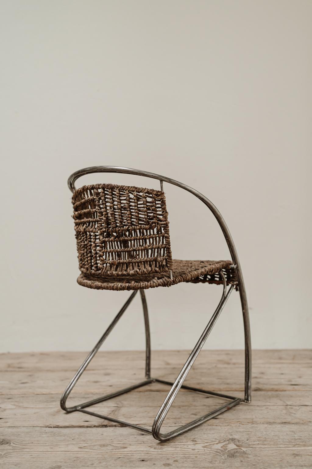 Quirky Iron/Rattan Chair For Sale 3