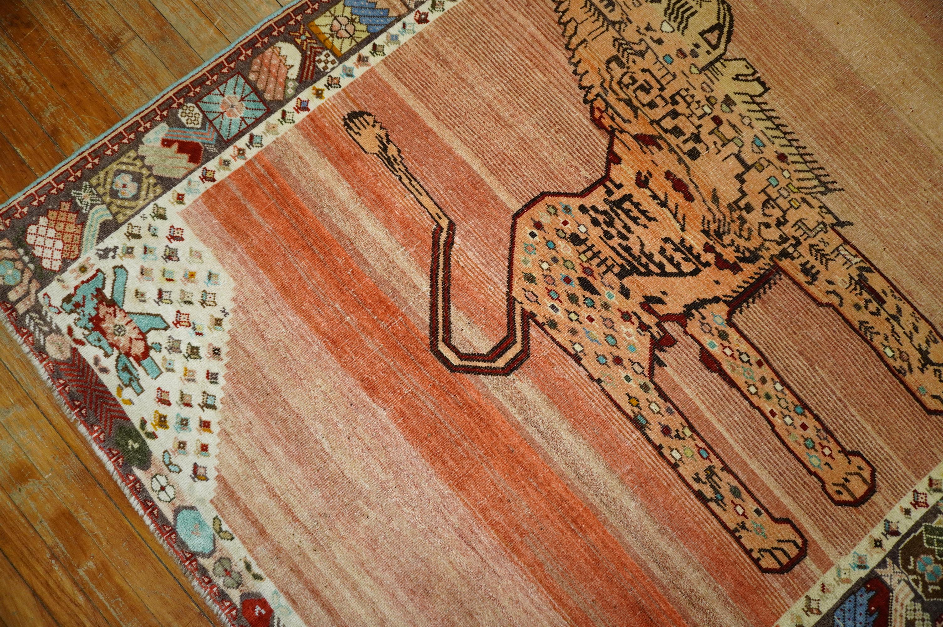 Quirky Lion Persian Shiraz Rug For Sale 5