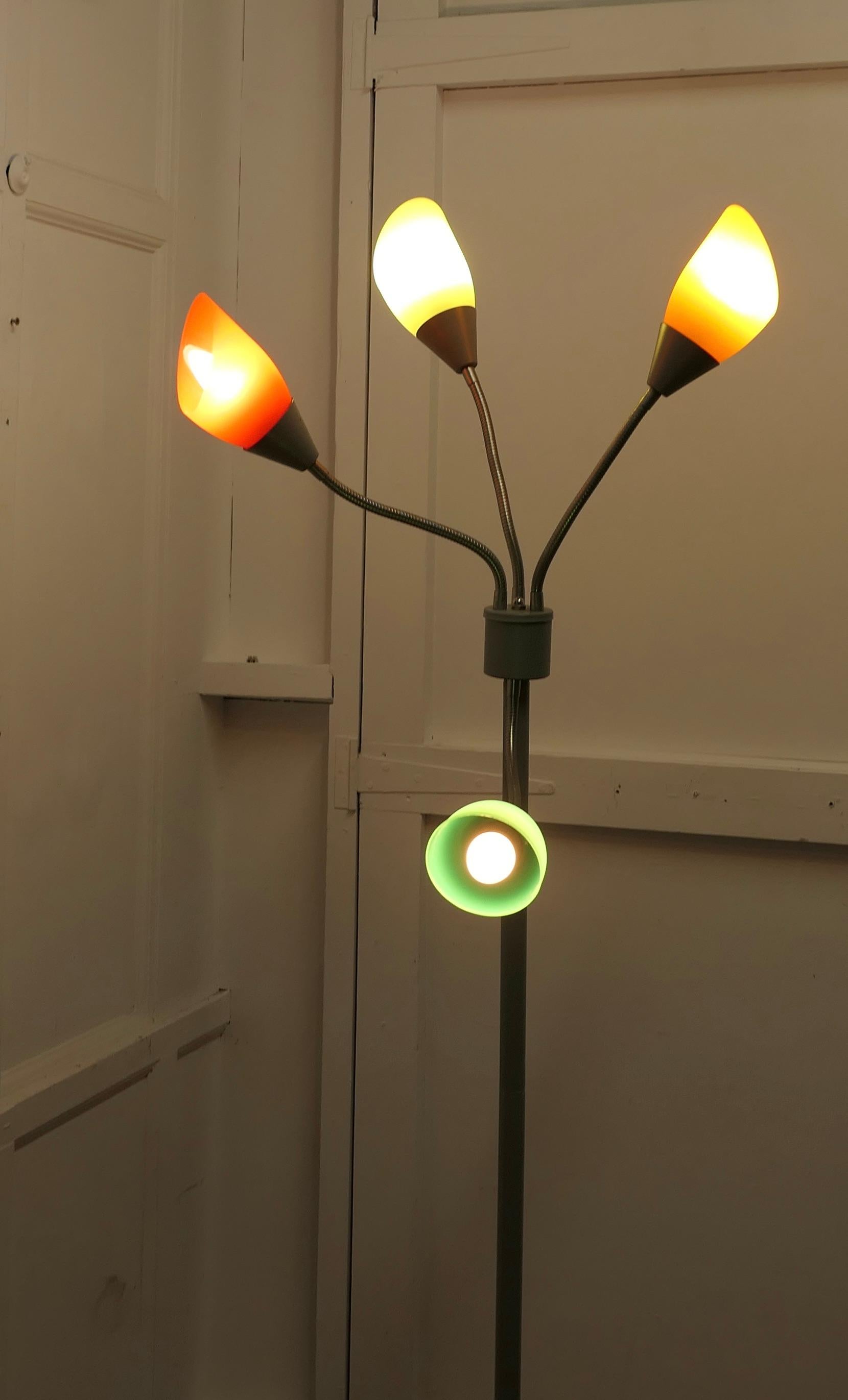 Quirky Mid Century French 3 Dimensional Sputnik Floor Lamp. 

Medusa, a Classic from the 1950s/60s the lamp has a grey metal frame on a round base with central column with 4 bendy branches 

The lamp is working and in good used condition the lamp