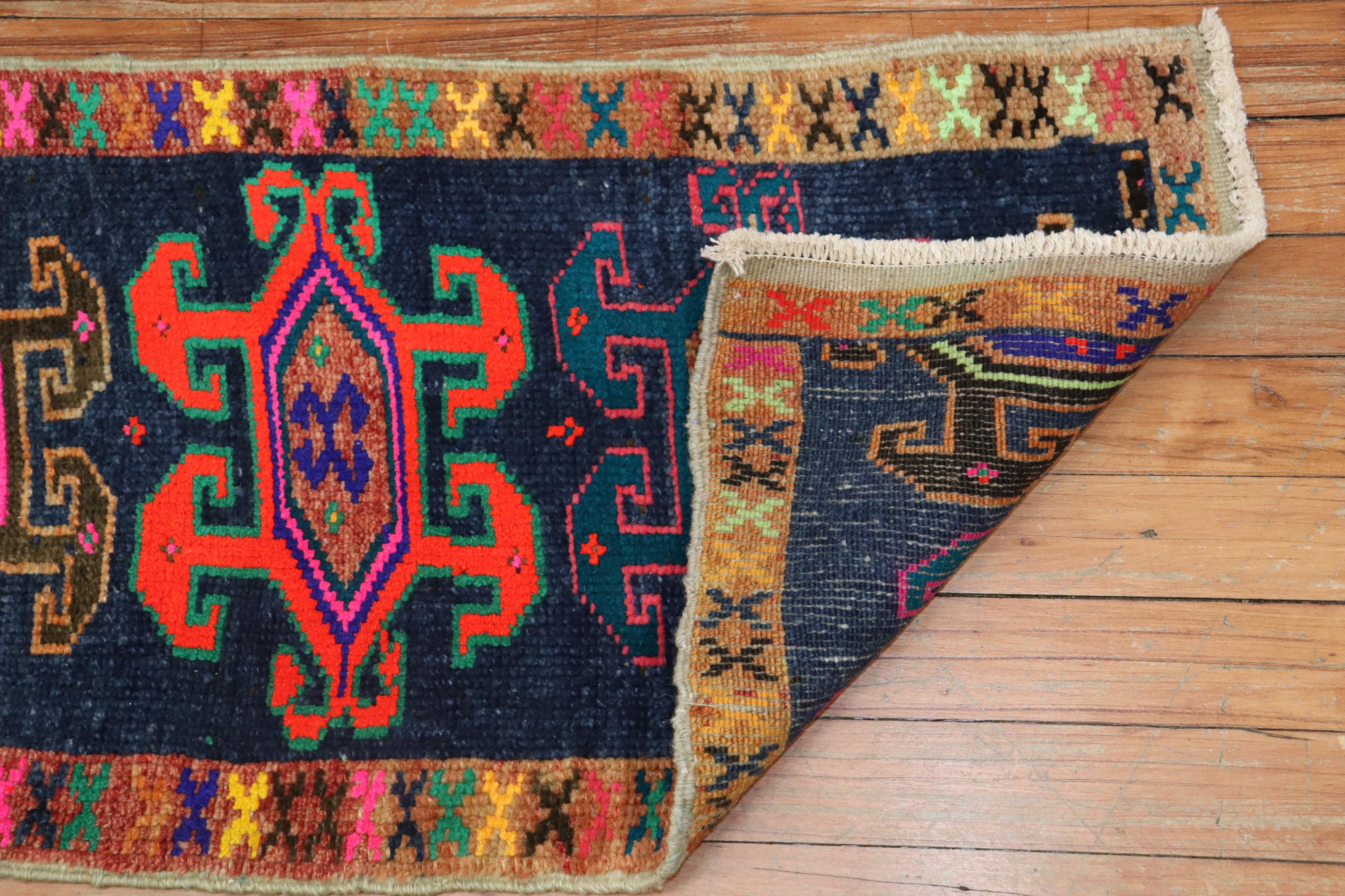 Quirky Mini Turkish Mat Rug In Good Condition For Sale In New York, NY