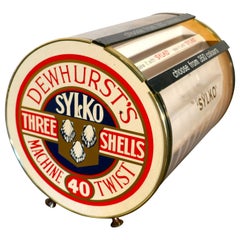 Quirky Vintage Sylko Counter Top Cotton Reel Display Case Cabinet