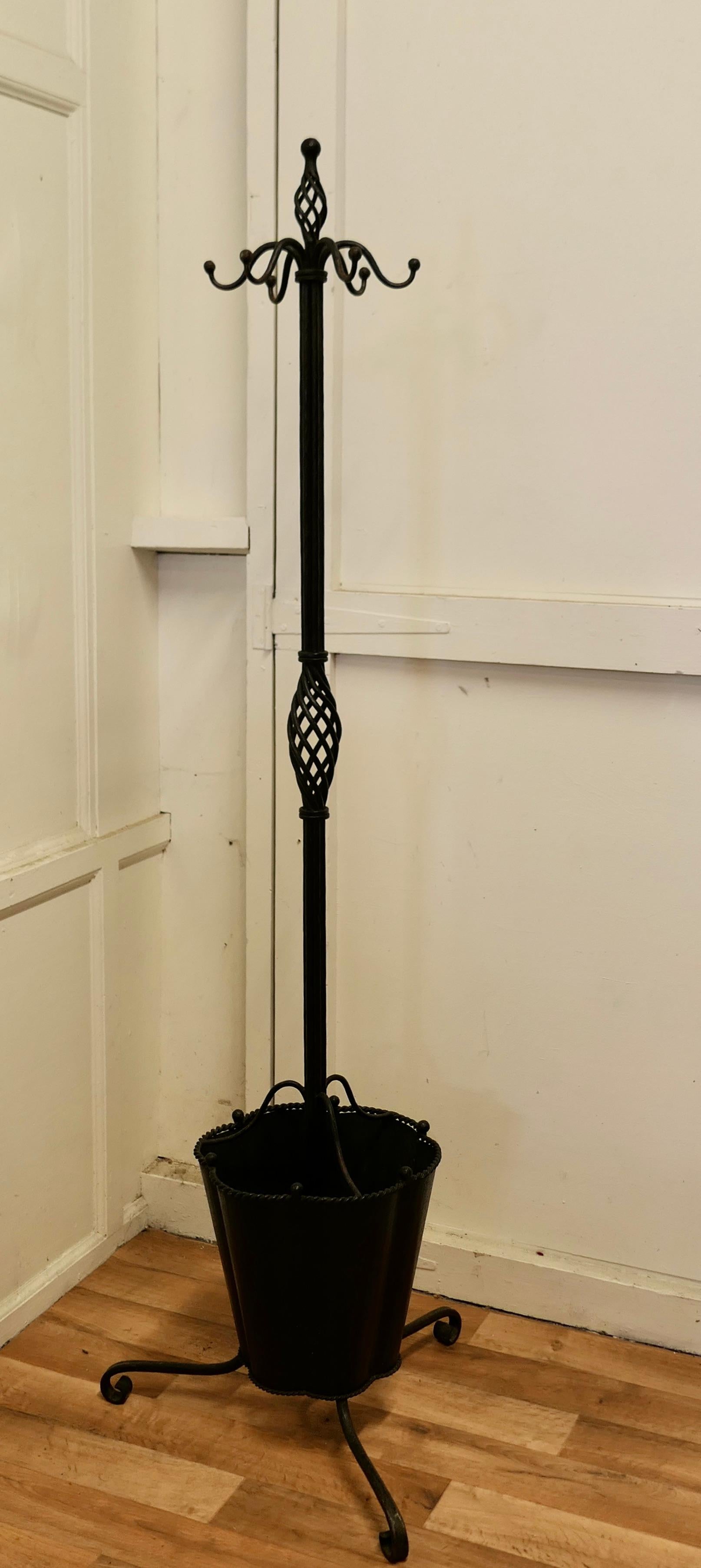 Mid-Century Modern Quirky Retro Wrought Iron Hall Stand, Hats Coats and Umbrellas For Sale