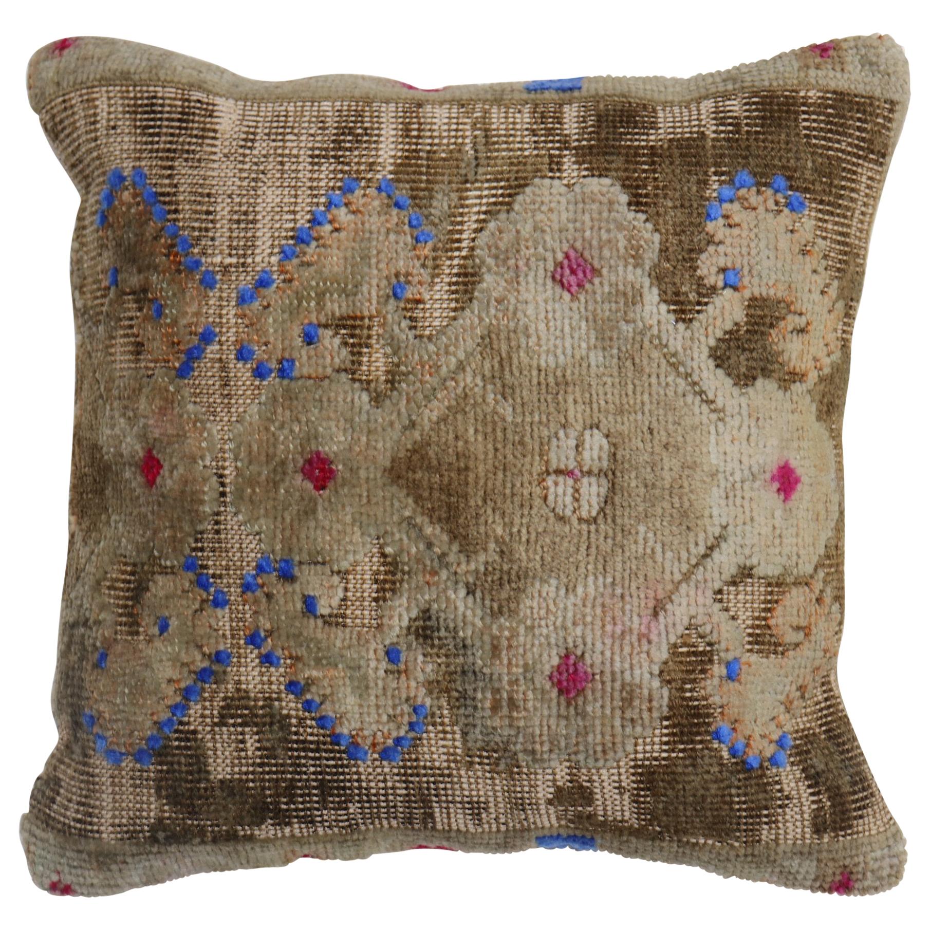 Quirky Square Turkish Rug Pillow For Sale