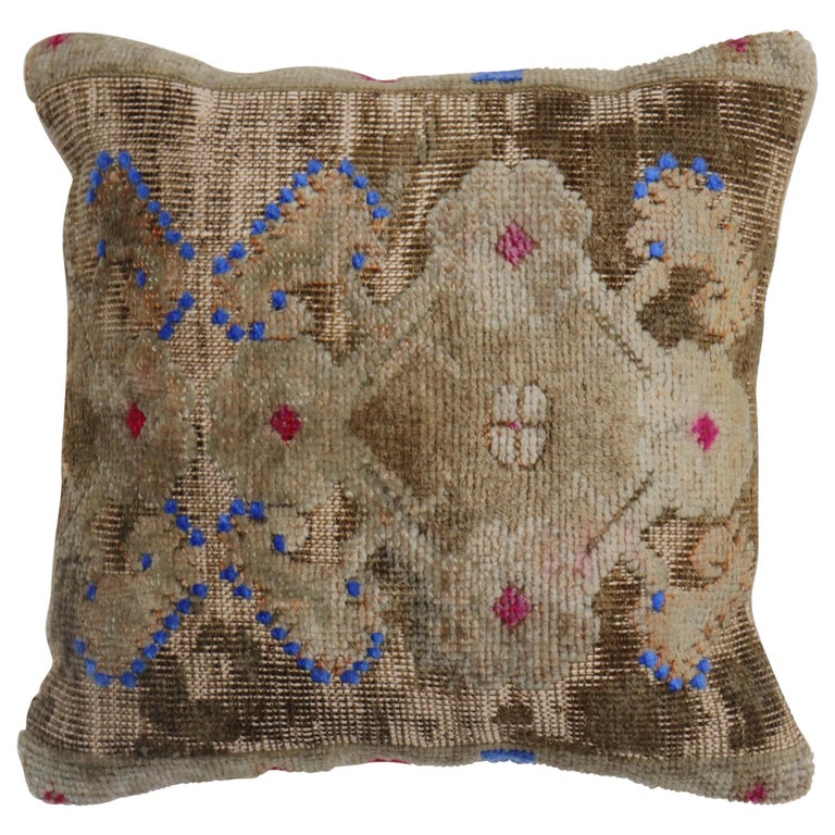 Quirky Square Turkish Rug Pillow For Sale at 1stDibs