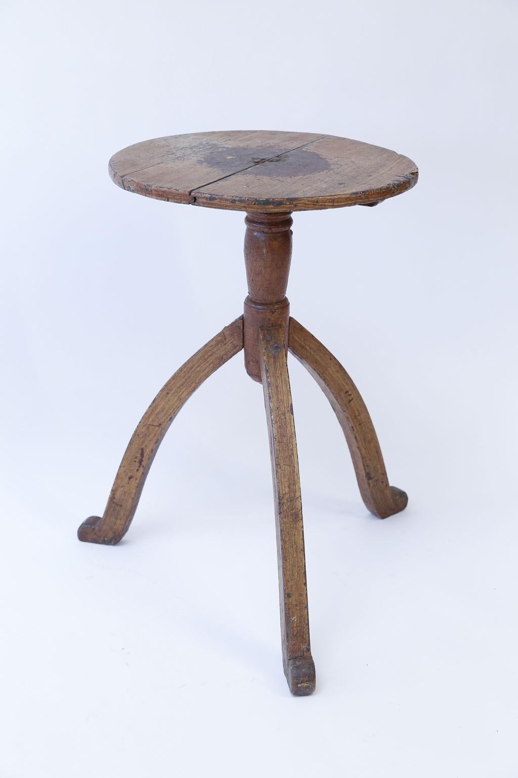 Quirky Swedish Folk Art table dating to the 19th century. Remnants of original or very old paint. Charming and unusual.