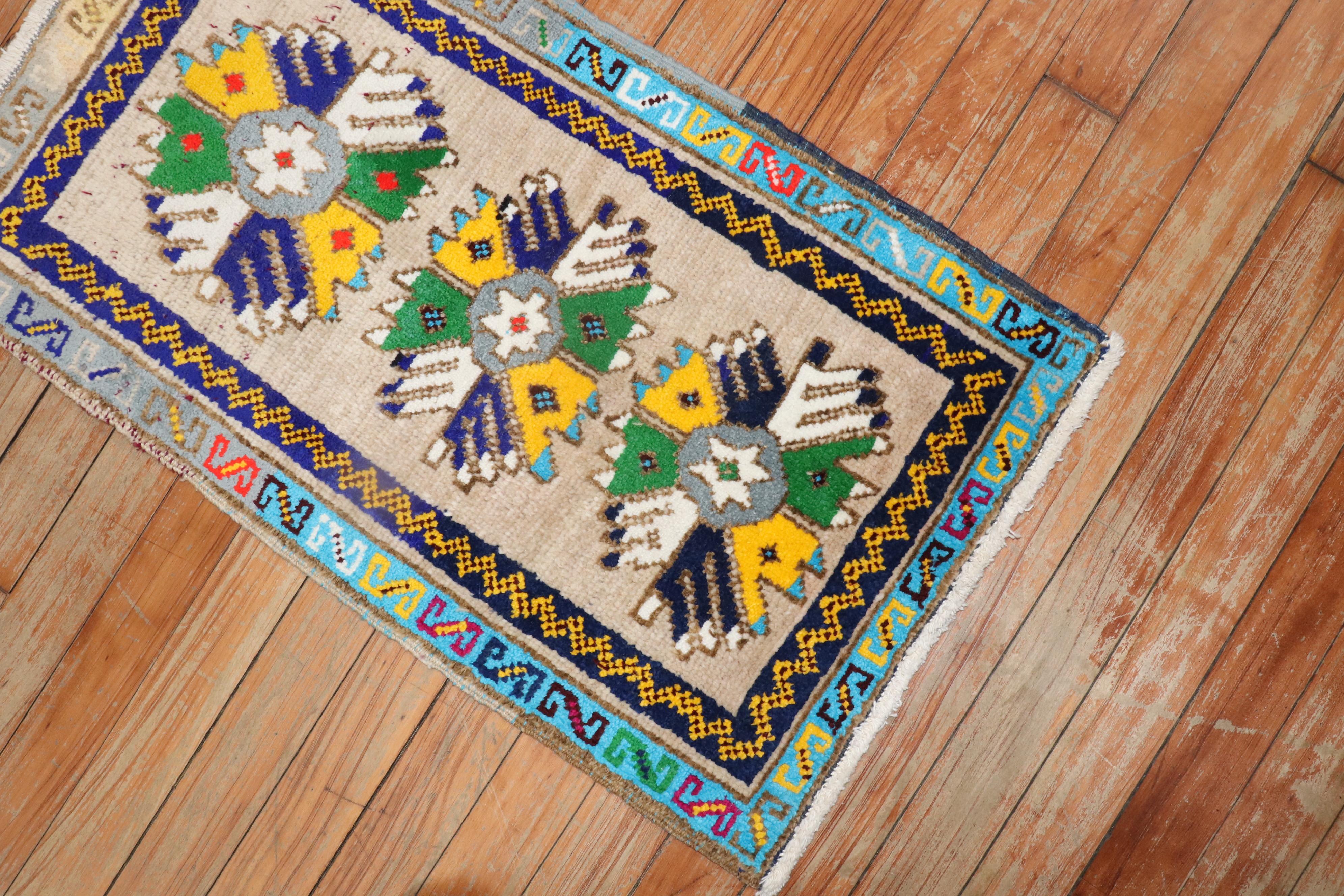 Primitive Quirky Turkish Anatolian Rug For Sale