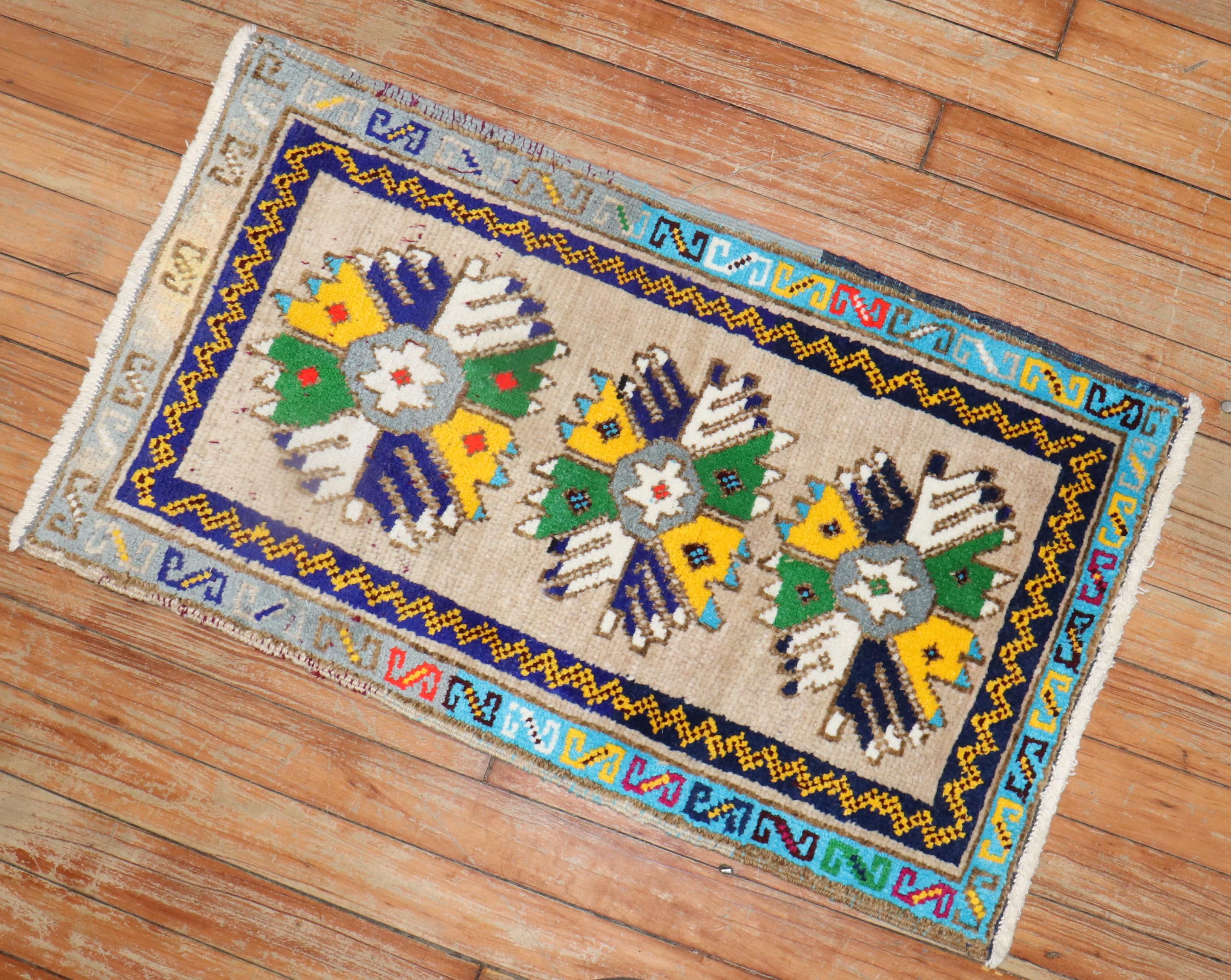 Hand-Knotted Quirky Turkish Anatolian Rug For Sale