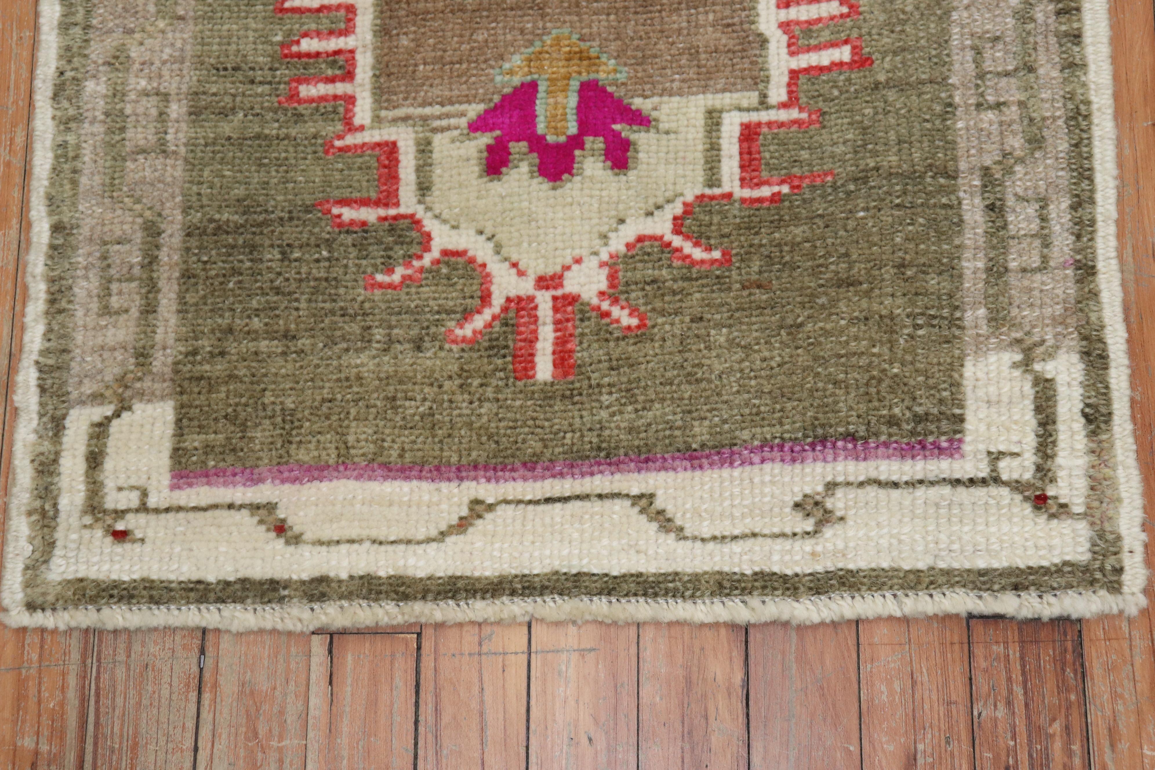20th Century Quirky Turkish Anatolian Rug Mat For Sale