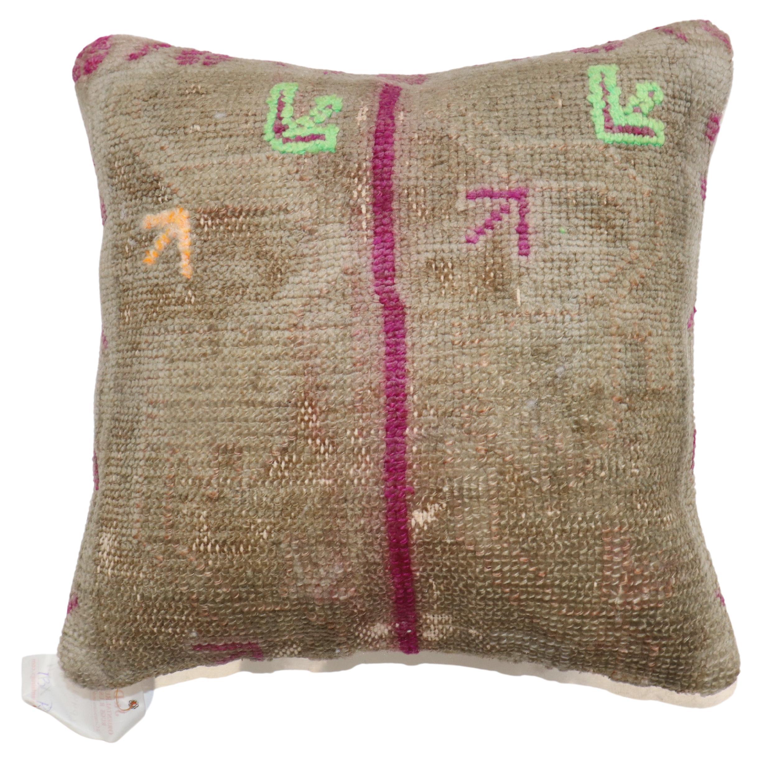 Quirky Turkish Rug Pillow For Sale