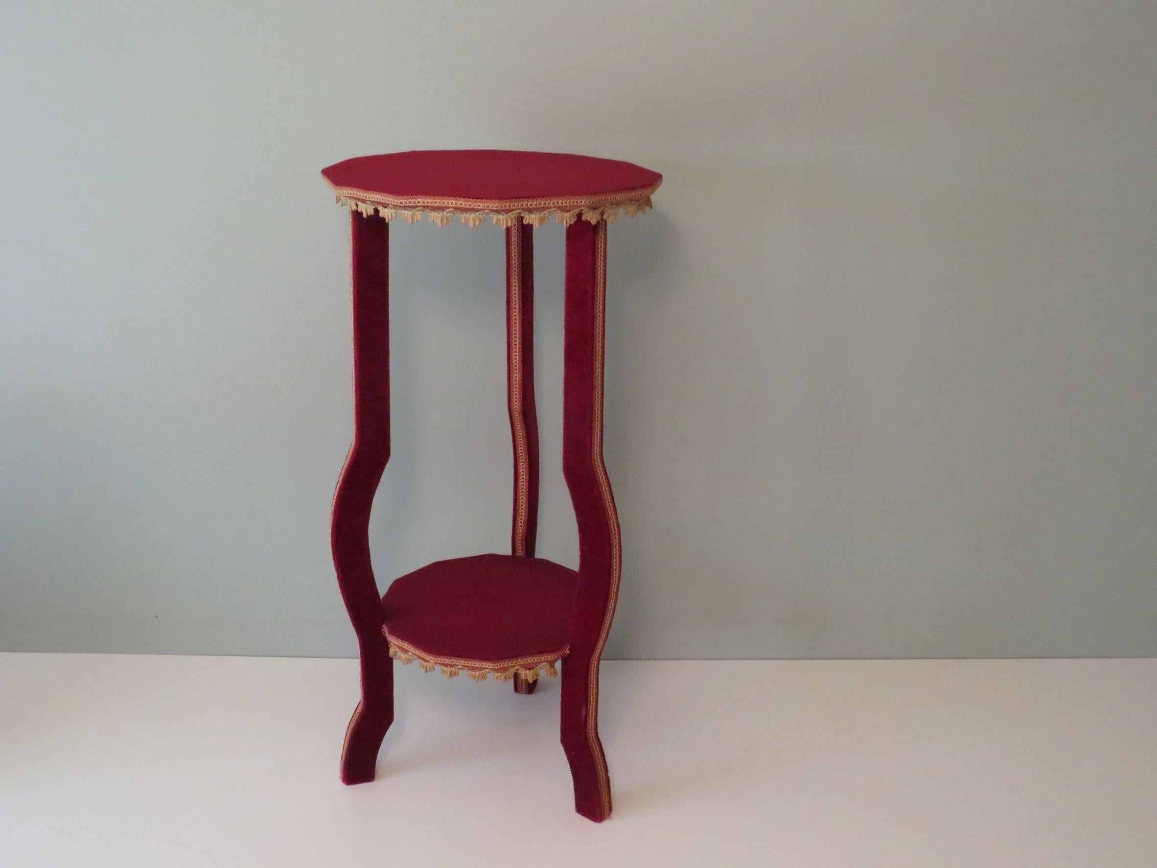 Quirky Vintage Bohemian Side Table with Velvet Upholstery, Italy 1950-1960 For Sale 6