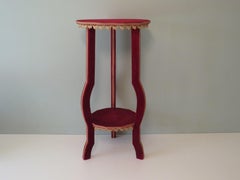 Quirky Vintage Bohemian Side Table with Velvet Upholstery, Italy 1950-1960