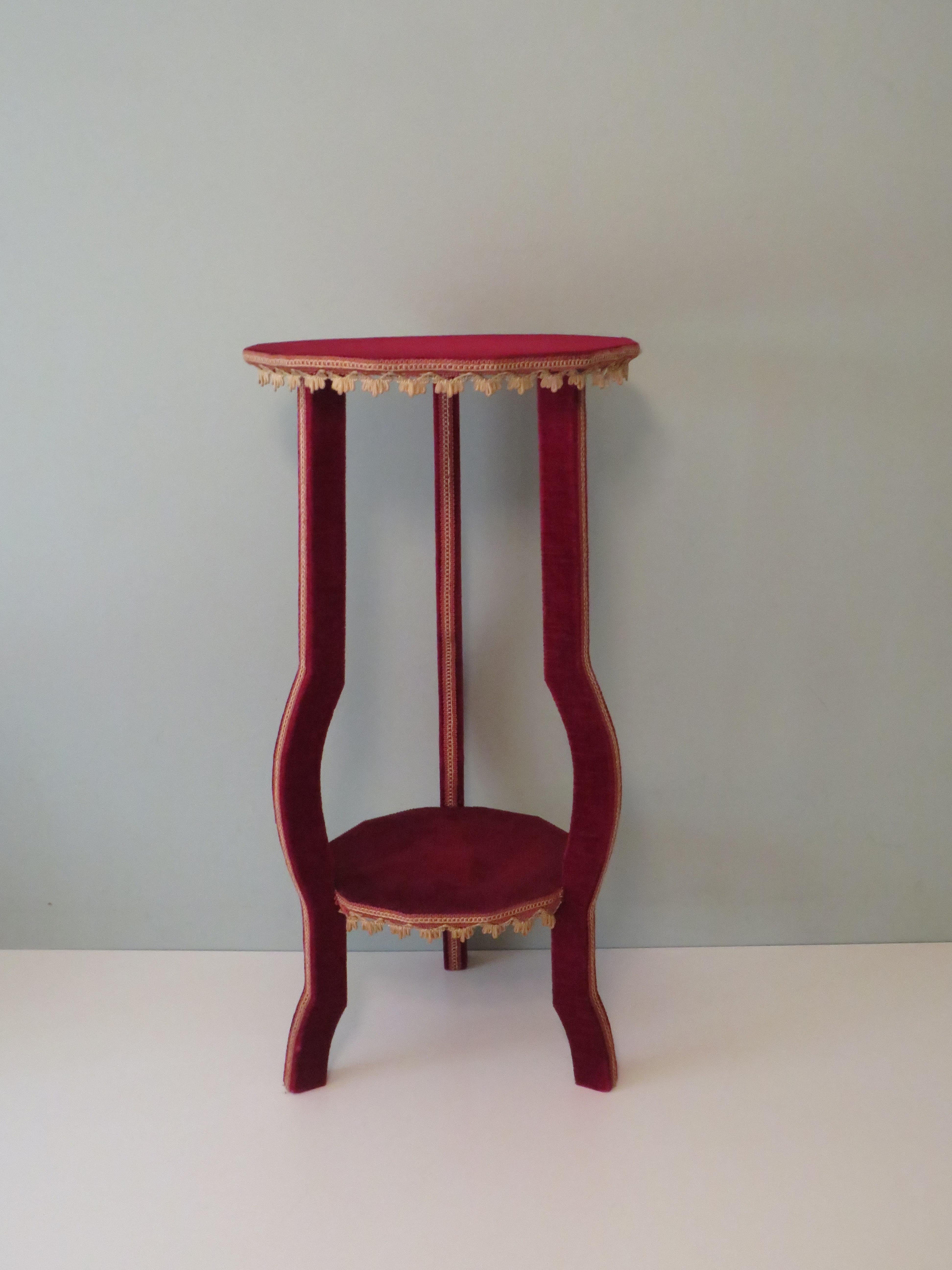 Italian Quirky Vintage Bohemian Side Table with Velvet Upholstery, Italy 1950-1960 For Sale