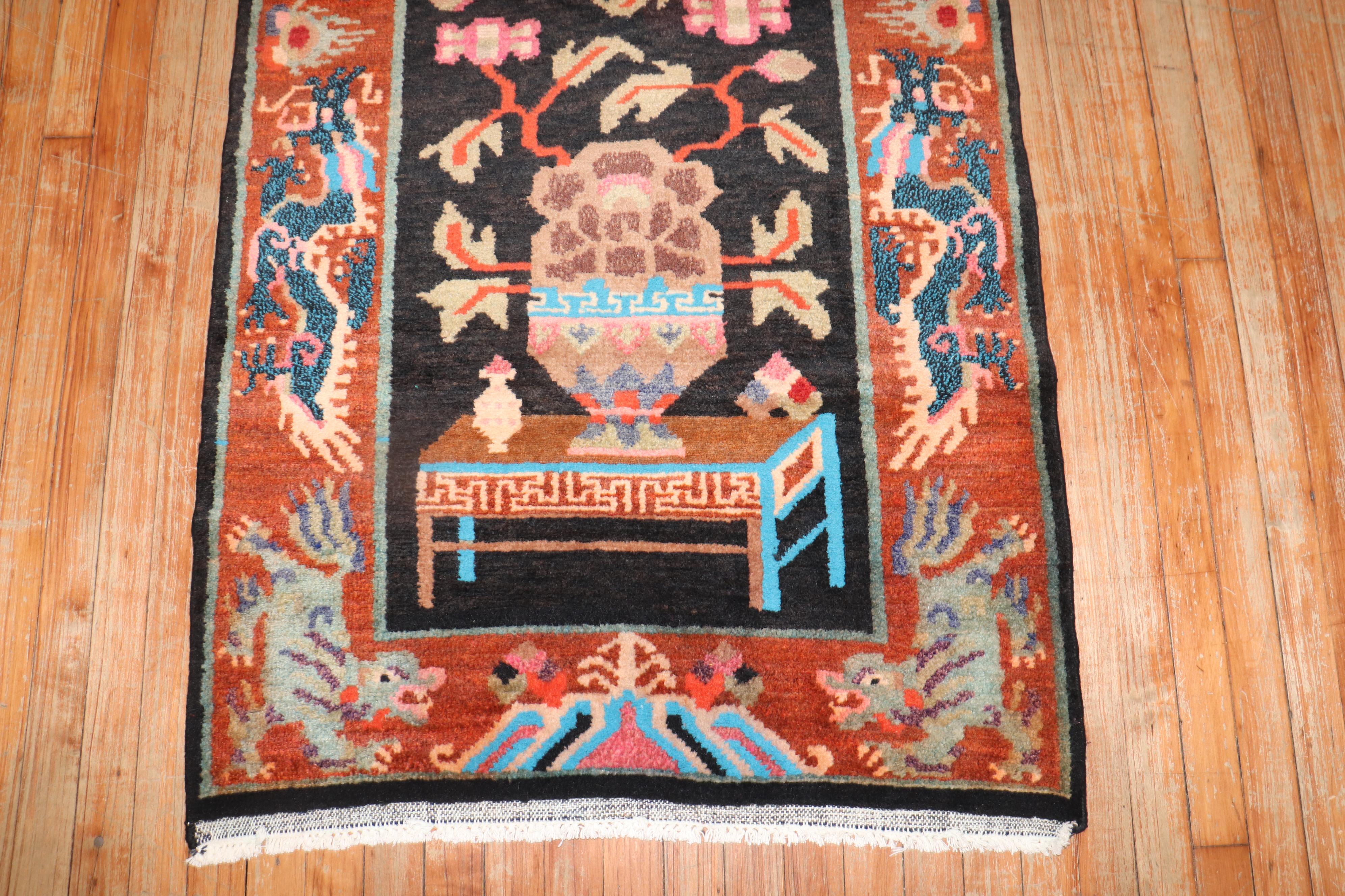 Skurriler Vintage-Tibet-Teppich (Volkskunst) im Angebot
