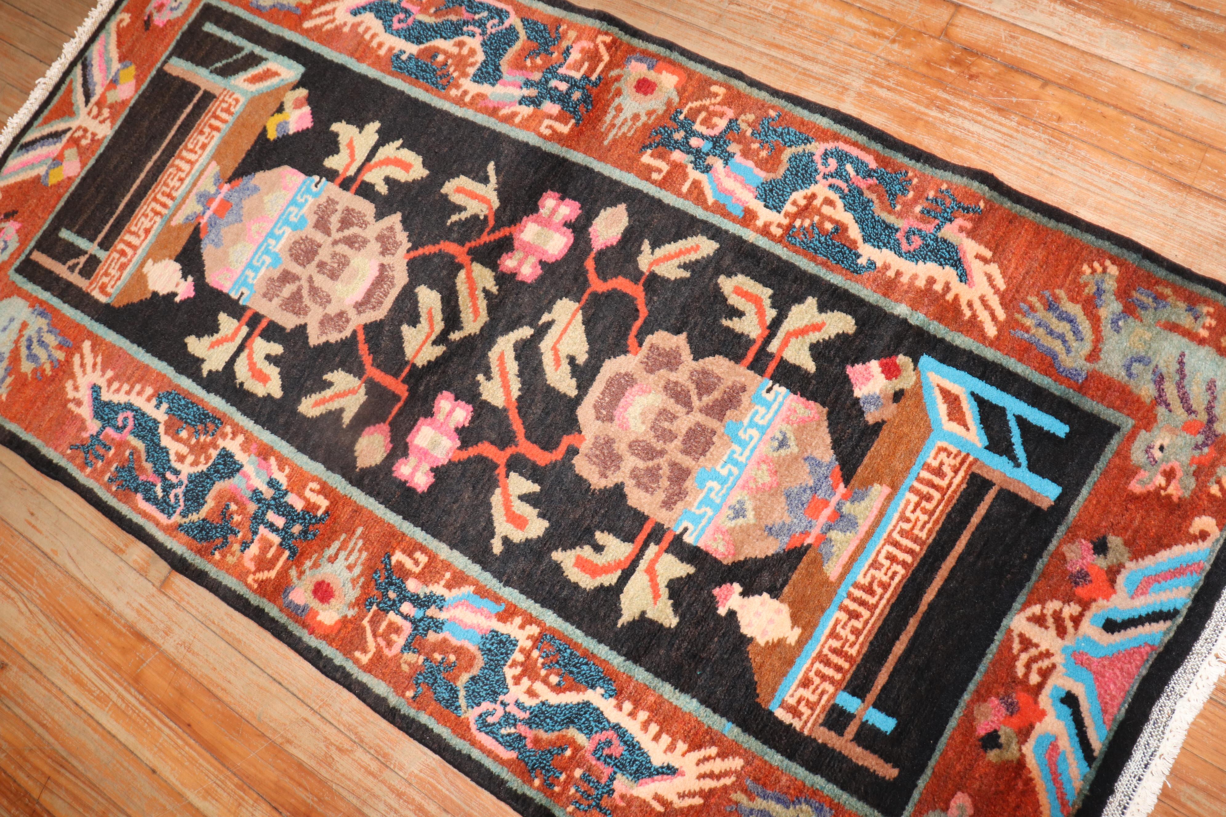 Skurriler Vintage-Tibet-Teppich (Handgeknüpft) im Angebot
