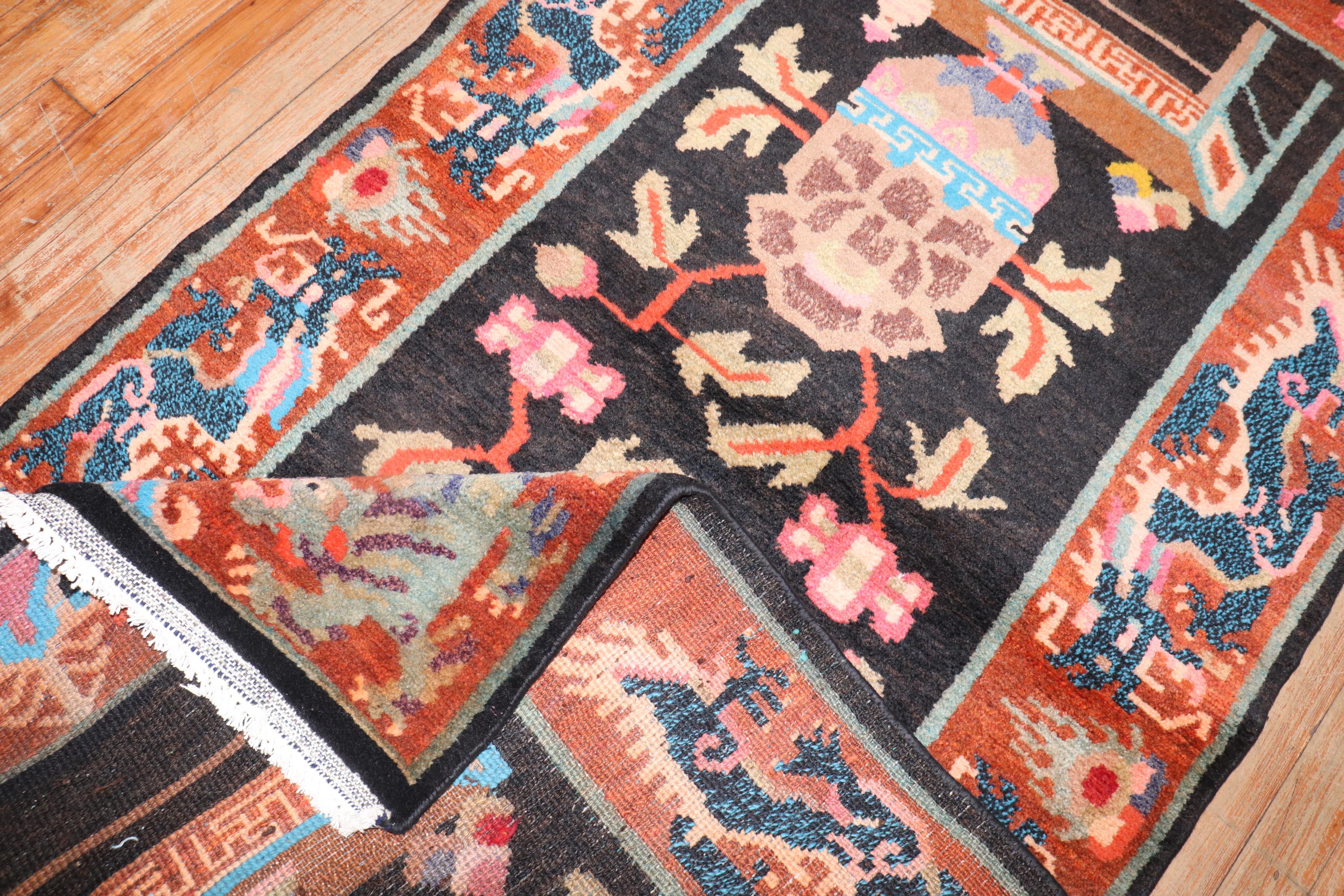Skurriler Vintage-Tibet-Teppich (Wolle) im Angebot