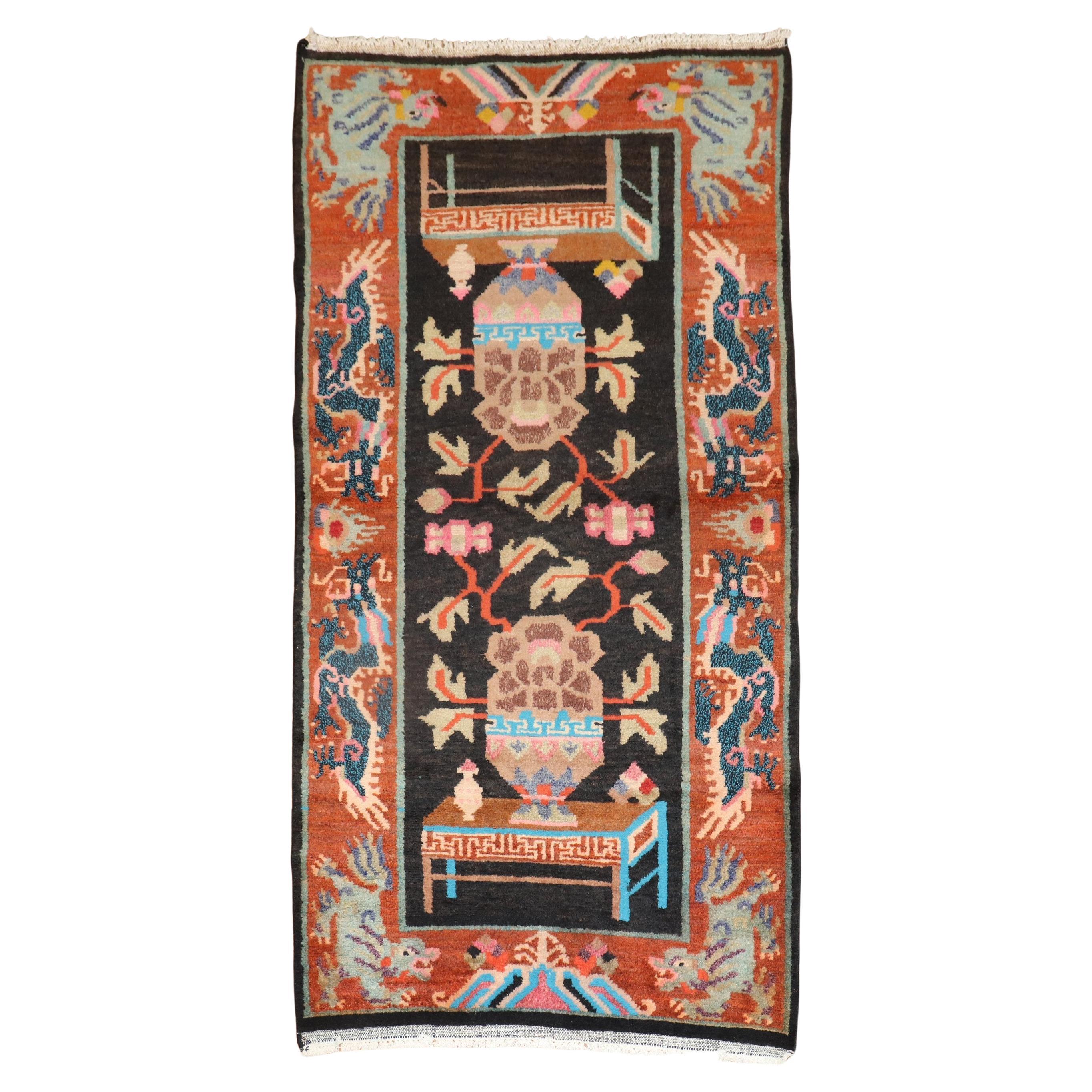 Skurriler Vintage-Tibet-Teppich