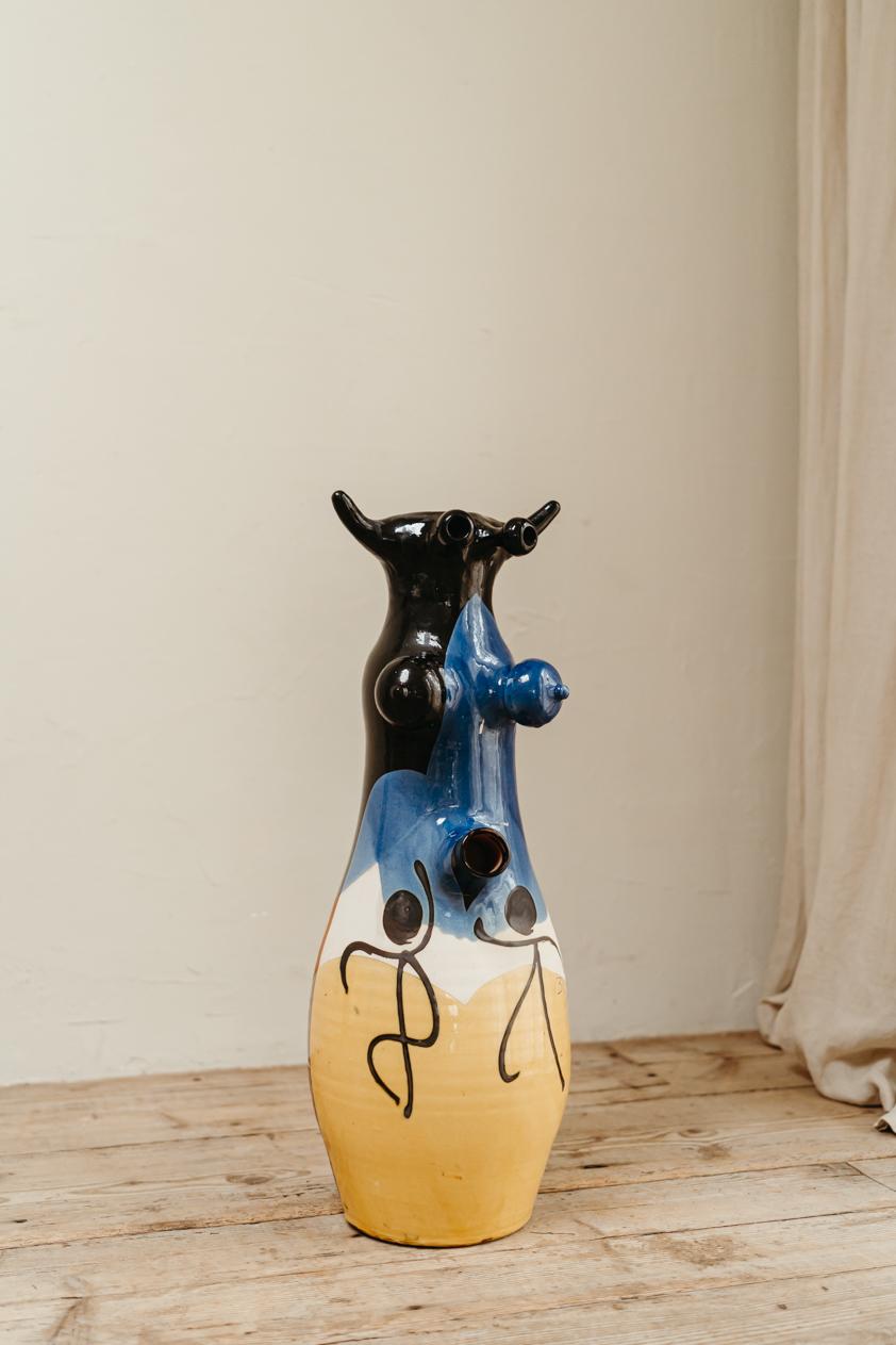 Quirky XL 1970s Spanish Ceramic Vase For Sale 5