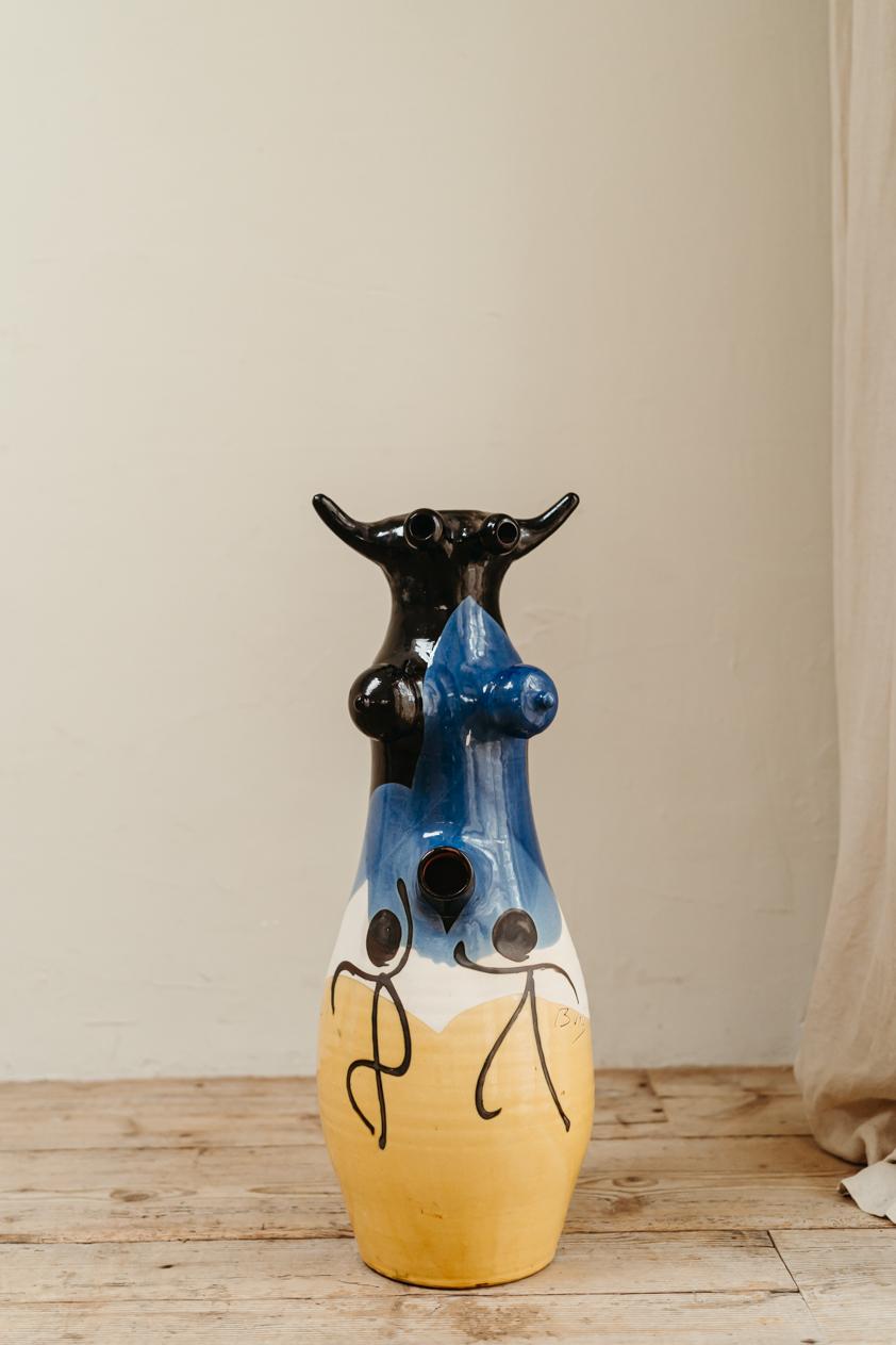 A quirky and fun object this xl Spanish glazed ceramic vase.