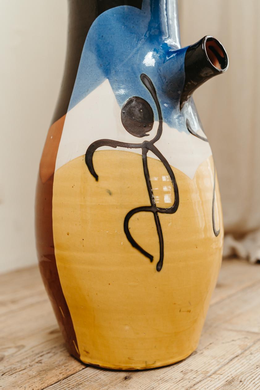 Quirky XL 1970s Spanish Ceramic Vase For Sale 4