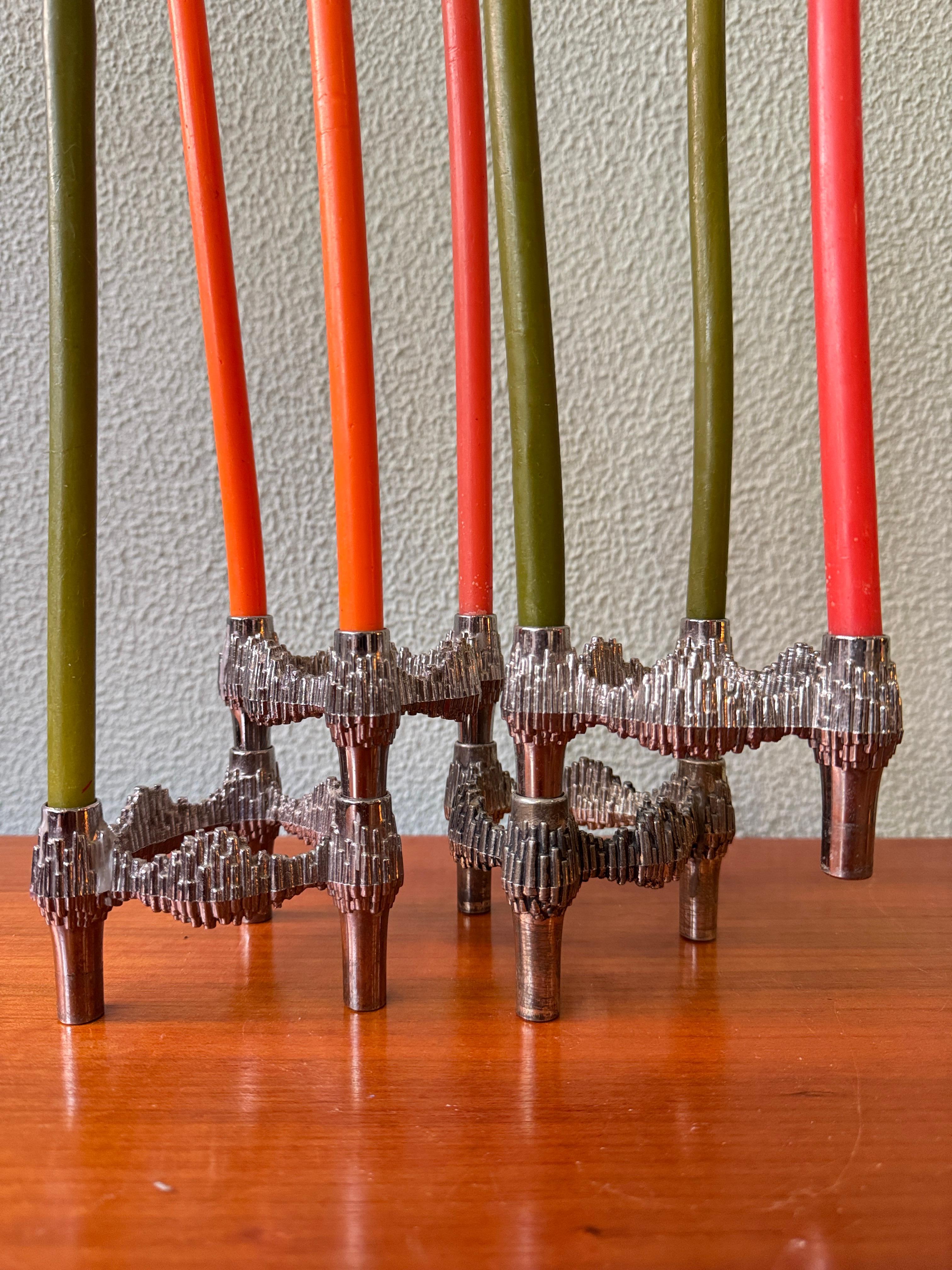 Quist Variomaster Brutalist Modular Candle Holders Set Chrome German 1970s In Good Condition For Sale In Lisboa, PT