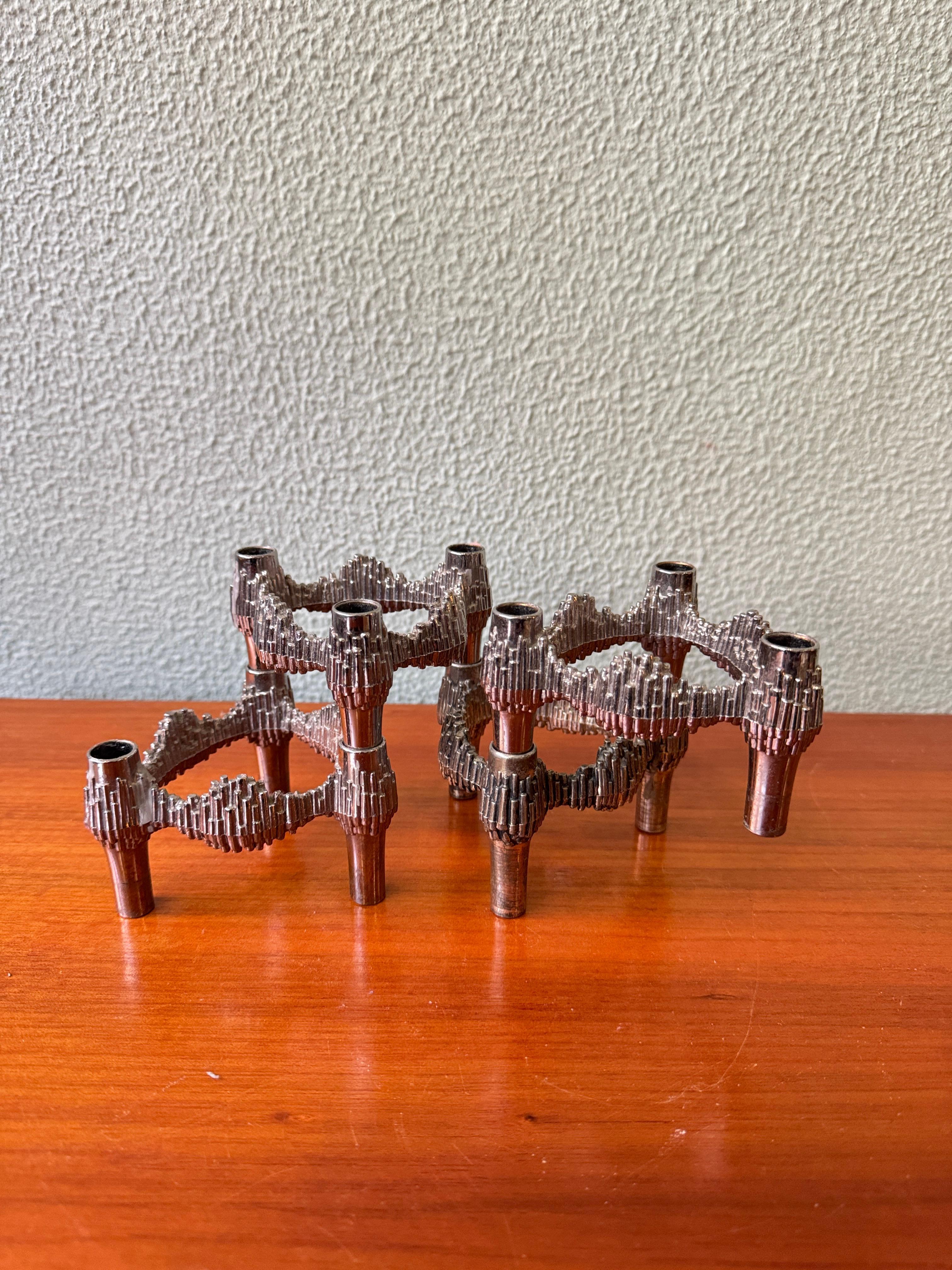 Late 20th Century Quist Variomaster Brutalist Modular Candle Holders Set Chrome German 1970s For Sale