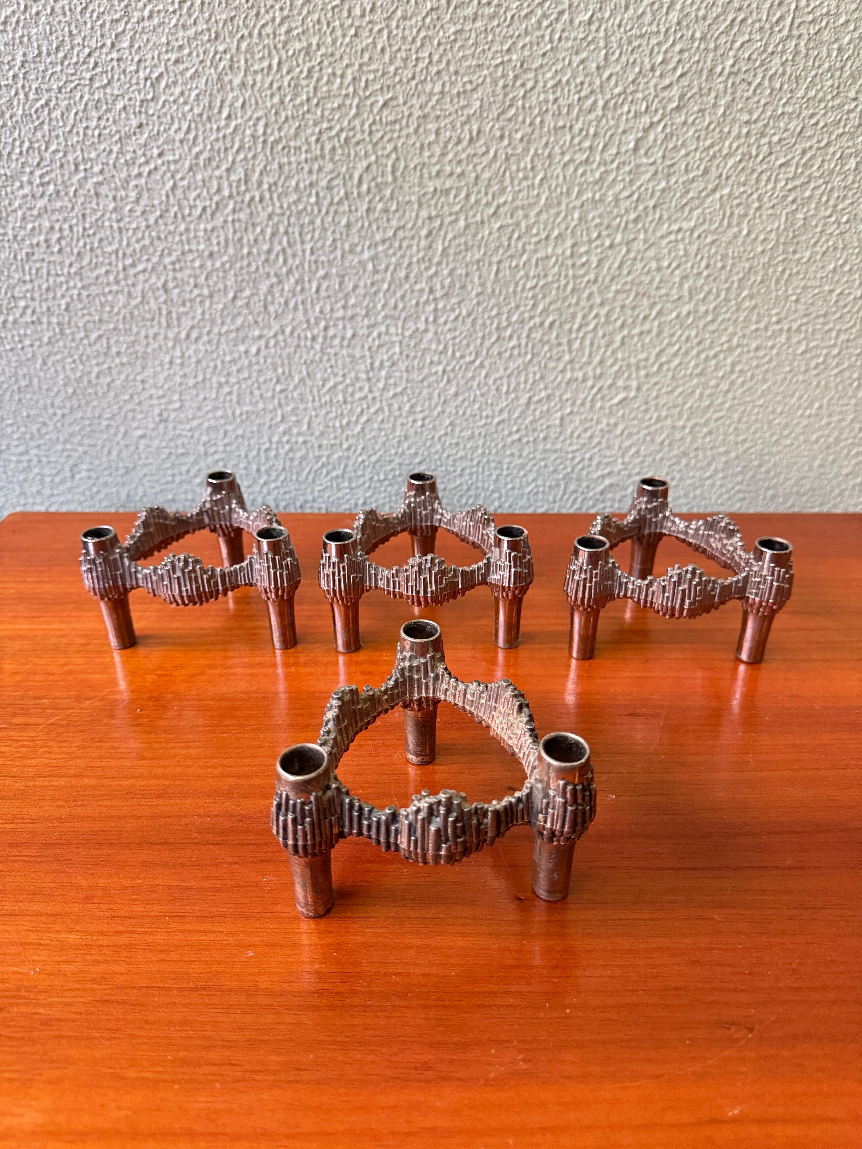 Metal Quist Variomaster Brutalist Modular Candle Holders Set Chrome German 1970s For Sale