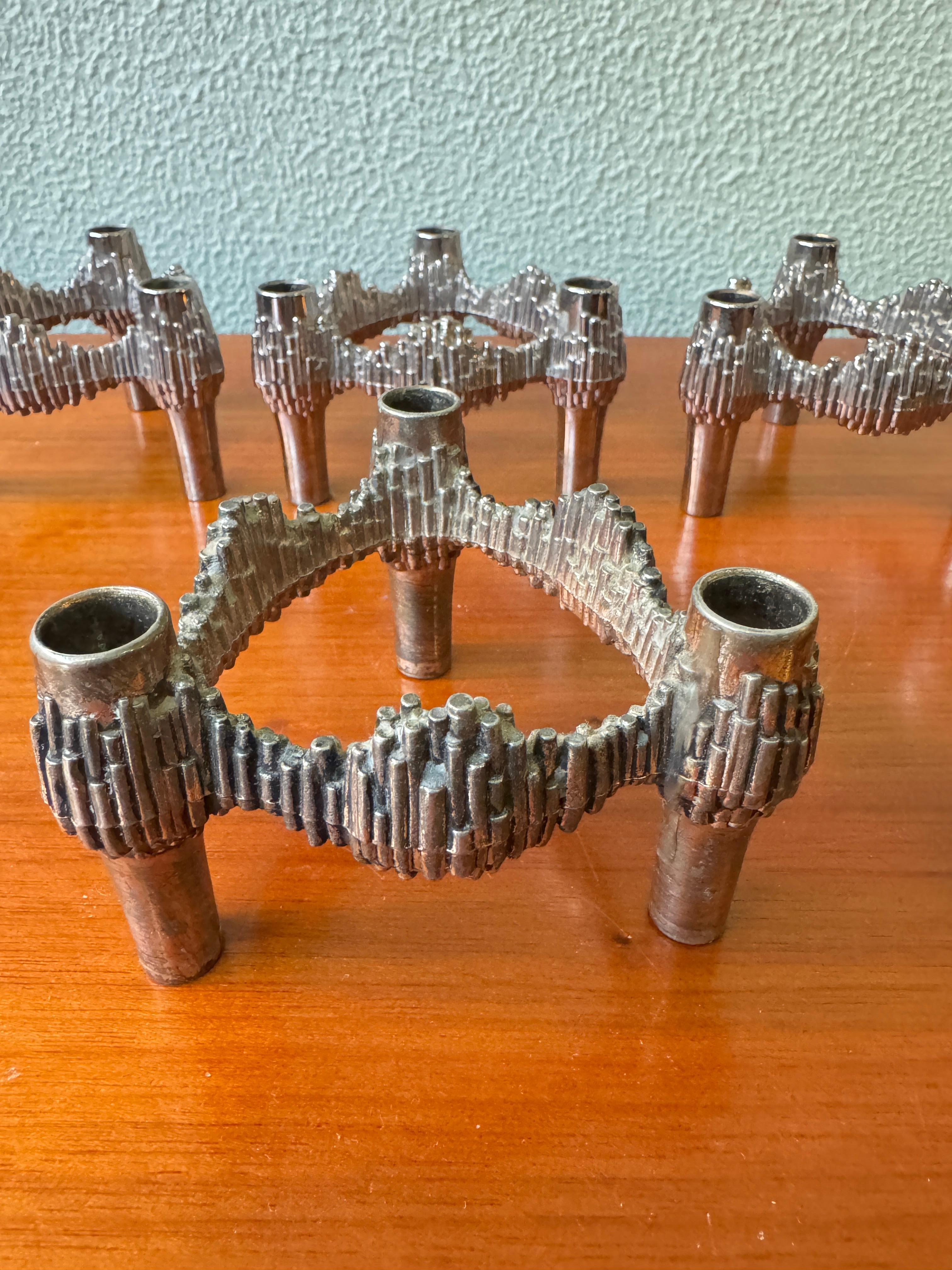 Quist Variomaster Brutalist Modular Candle Holders Set Chrome German 1970s For Sale 1